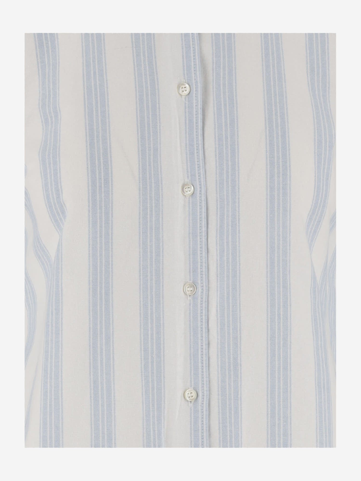 Shop Aspesi Cotton Shirt With Striped Pattern In Clear Blue