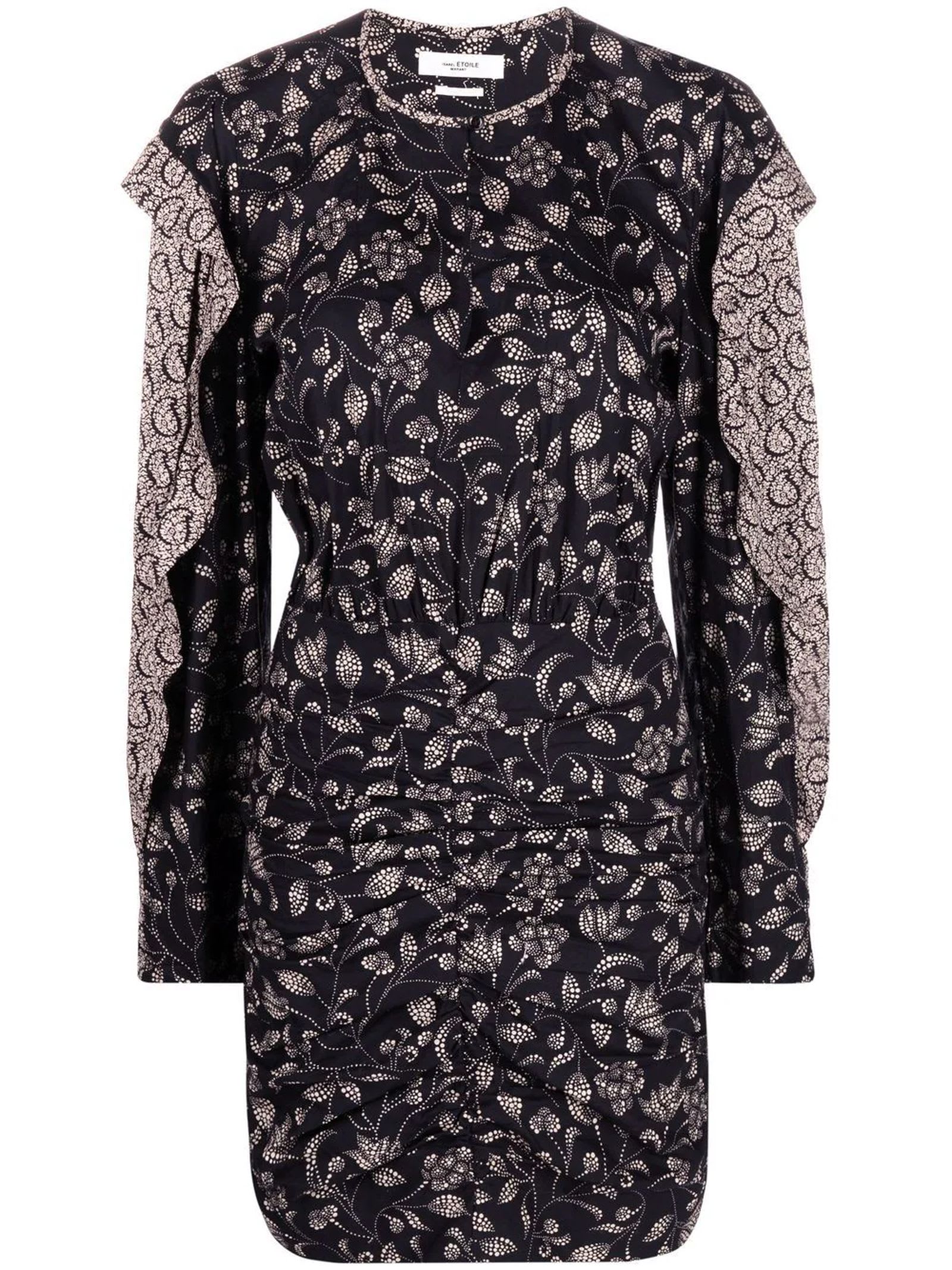 Isabel Marant Étoile Black Cotton Lexini Floral-print Mini Dress