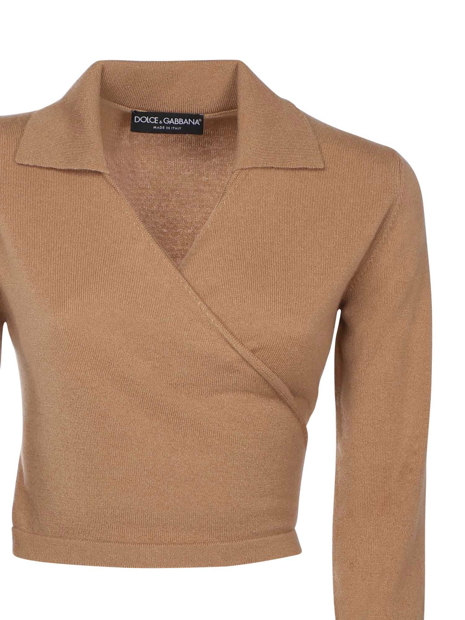 Dolce & Gabbana Cashmere Wrap Cardigan In Brown