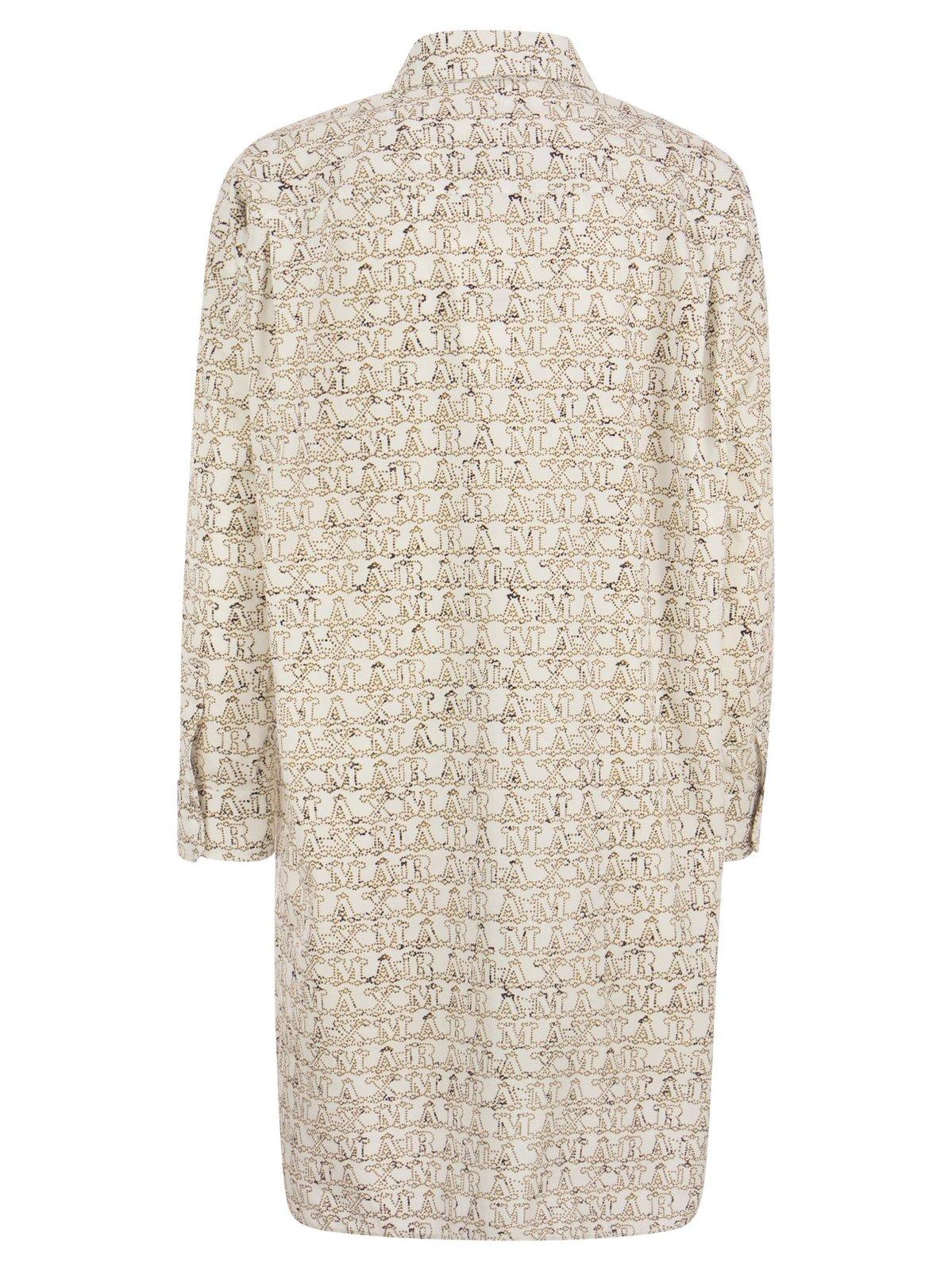 Max Mara Bevanda - Long-sleeved Cotton Dress In Bianco