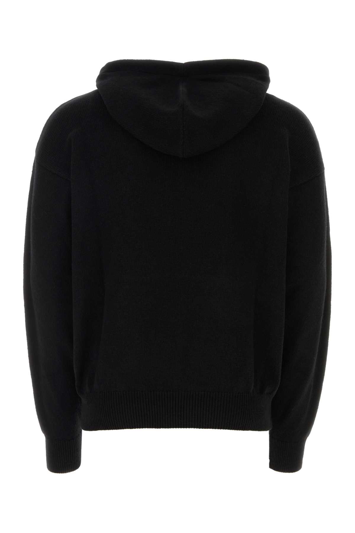 Shop Palm Angels Black Wool Blend Sweatshirt In Blackoffwhite