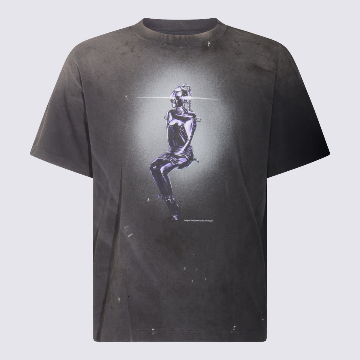 Saint Mxxxxxx Dark Grey Cotton T-shirt In Animal Print