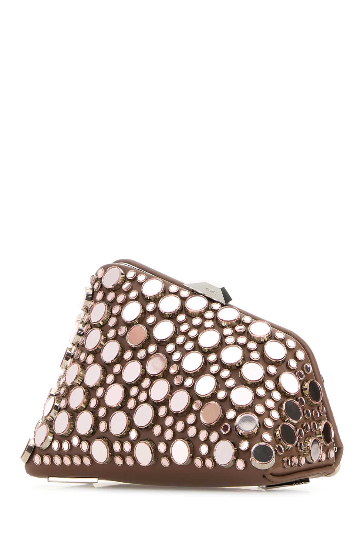 Attico Embellished Leather Midnight Clutch In Mud