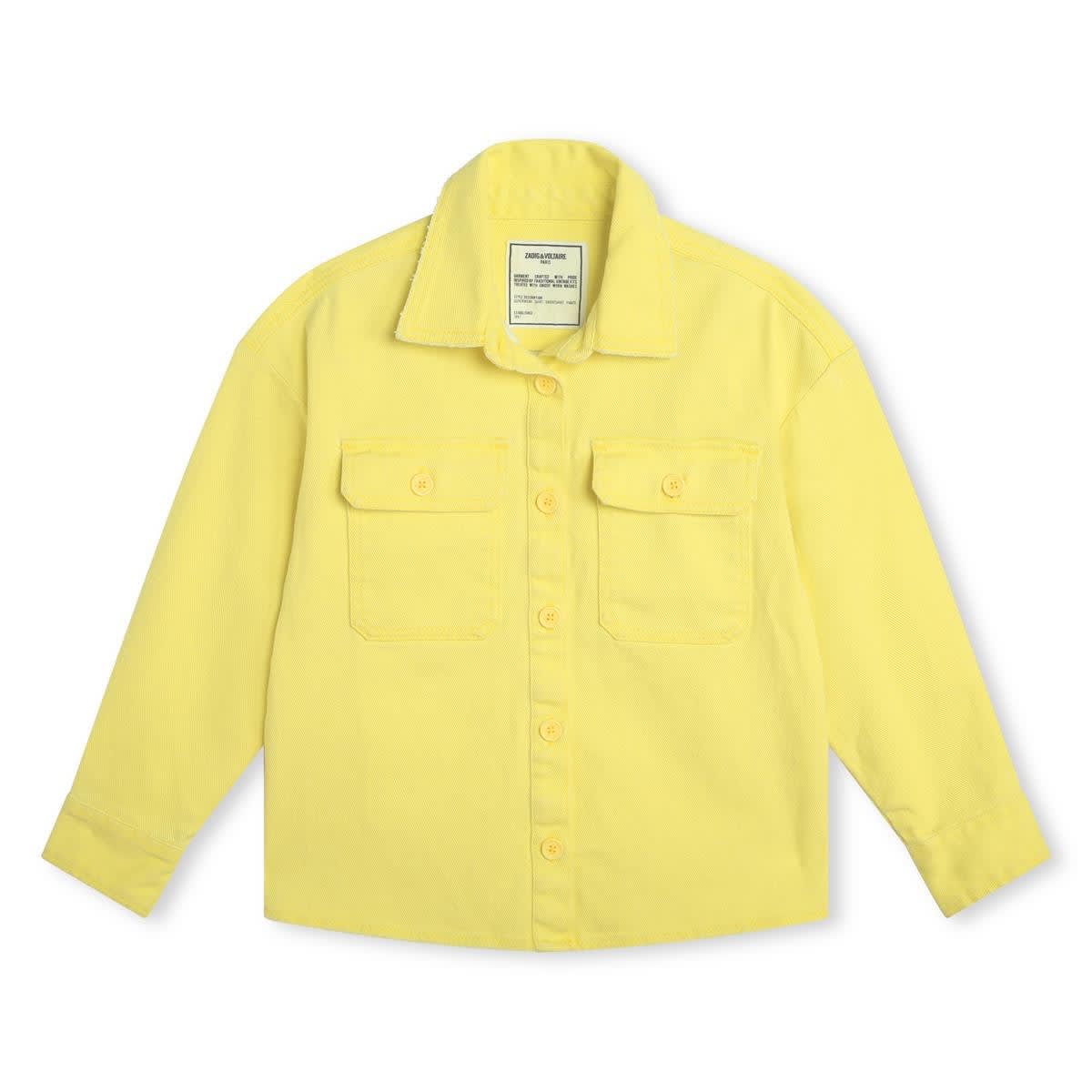 Shop Zadig &amp; Voltaire Giacca-camicia Denim In Yellow