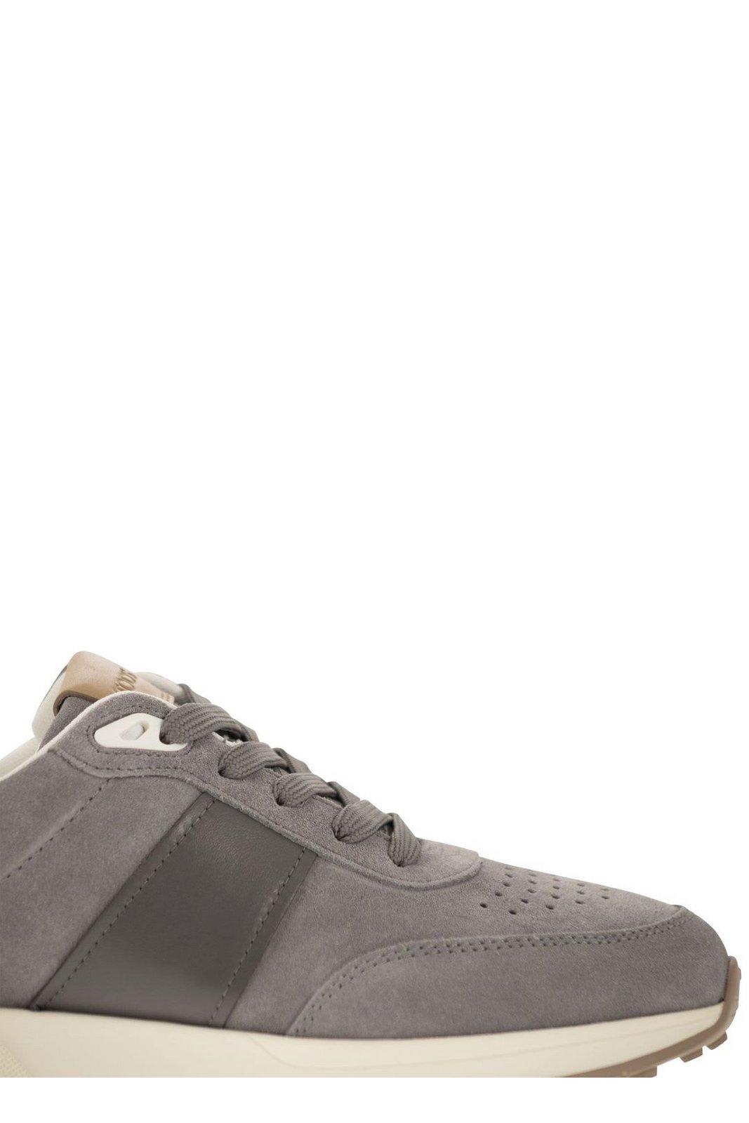 Shop Tod's 1t Panelled Lace-up Sneakers In Grey
