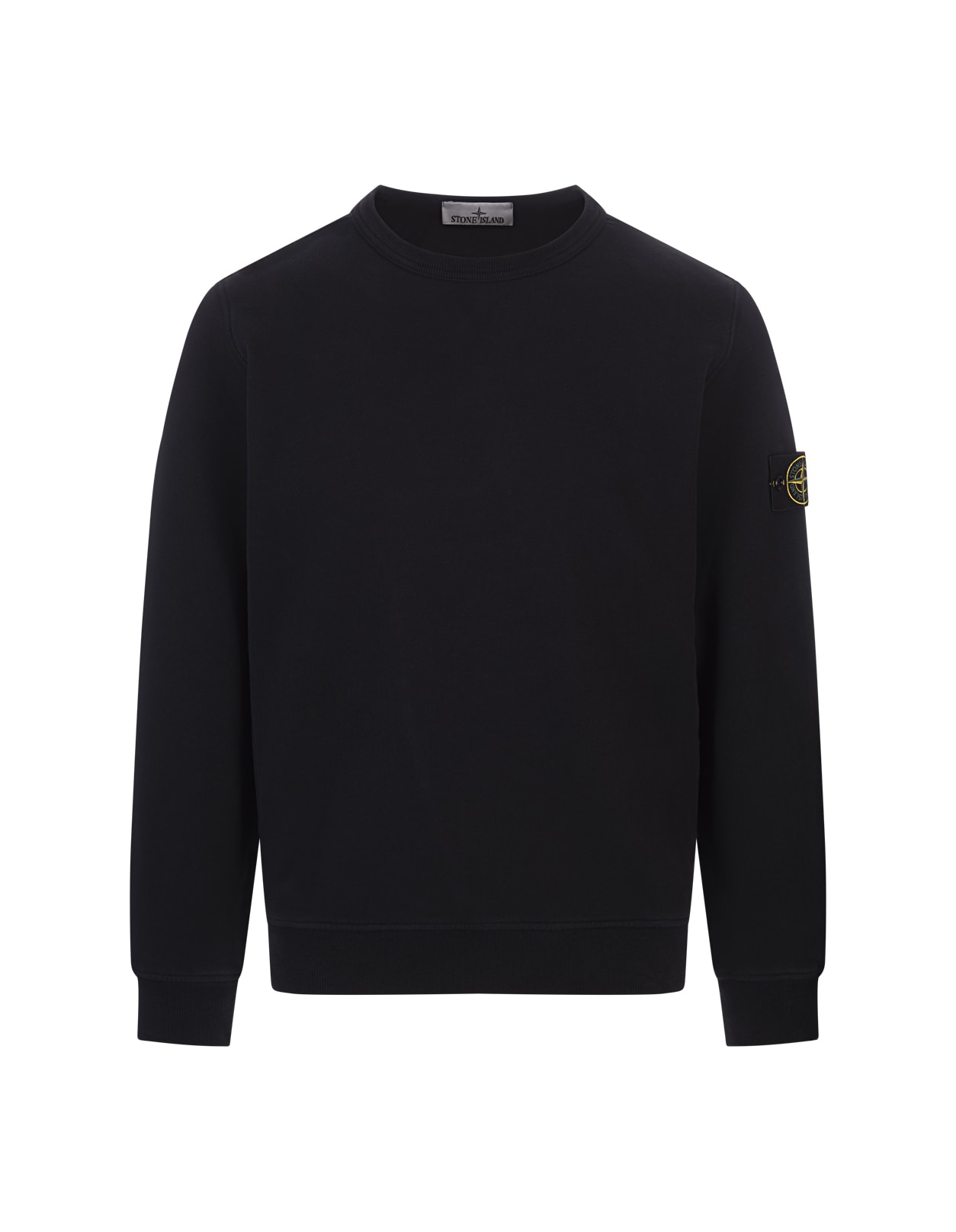 STONE ISLAND CREW-NECK SWEATSHIRT IN NAVY BLUE GAUZED COTTON 