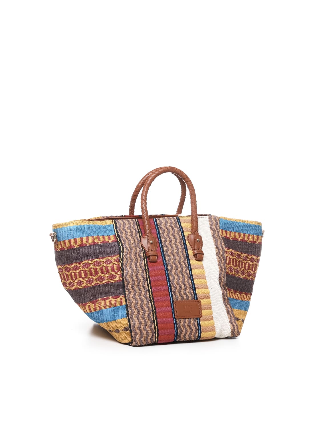 V73 Parrot Straw Tote Bag In Multicolour