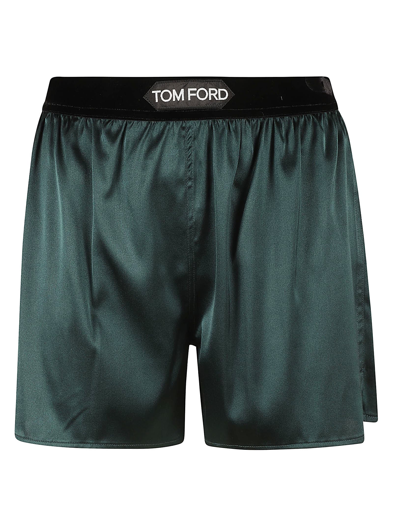 Shop Tom Ford Elastic Logo Waist Shorts In Black