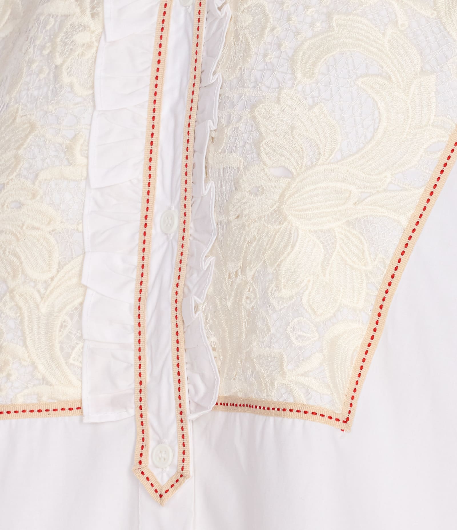 Essentiel Antwerp Lace-panel Embellished Shirt In White