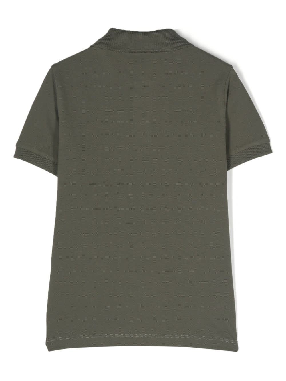 Shop Stone Island Junior Olive Green Polo Shirt With Logo Patch
