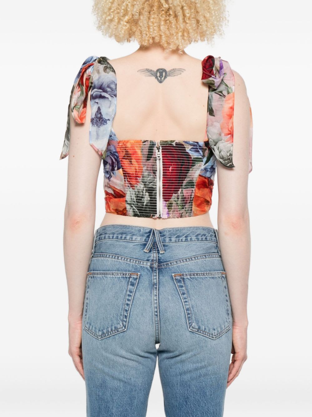 Alice And Olivia Haven Cropped Bustier Storm Floral Sm In Multi