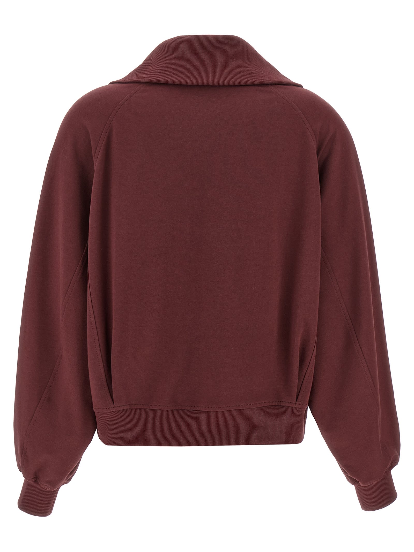 Brunello Cucinelli Collared Neck Sweatshirt With Shiny Flap Detail In Burgundy
