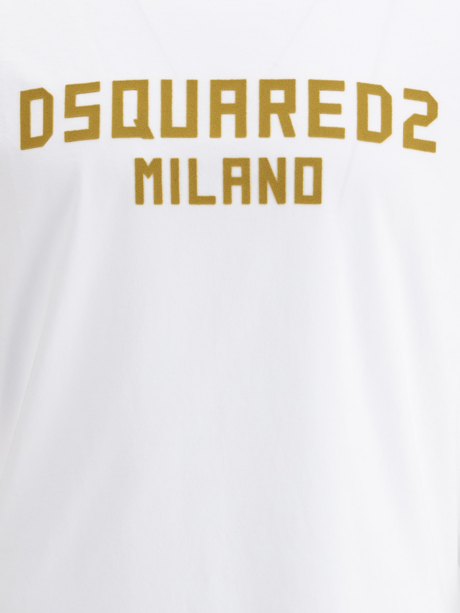 Dsquared2 T-shirt In White + Ochre Print