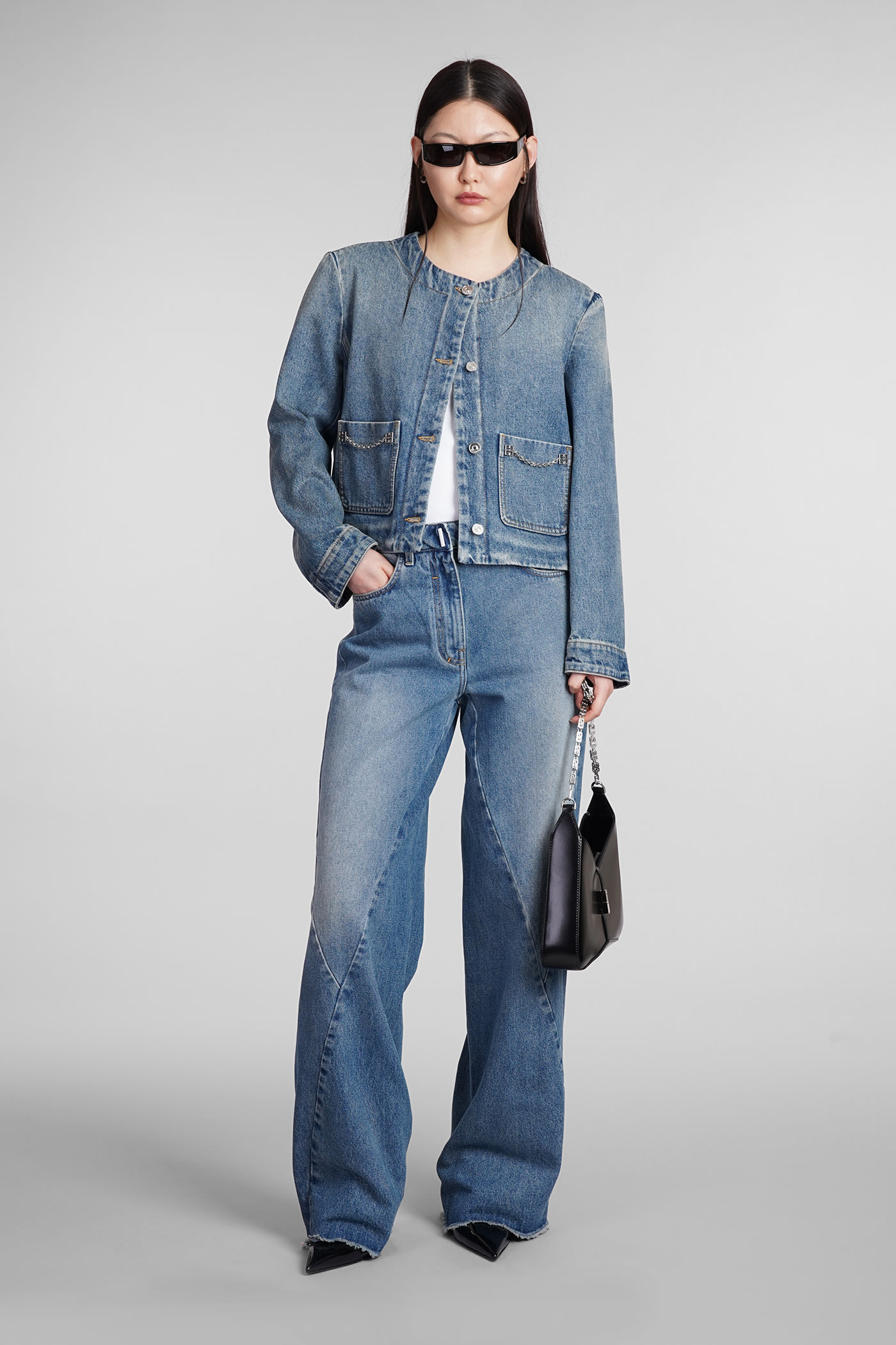 Shop Givenchy Denim Jackets In Blue Cotton