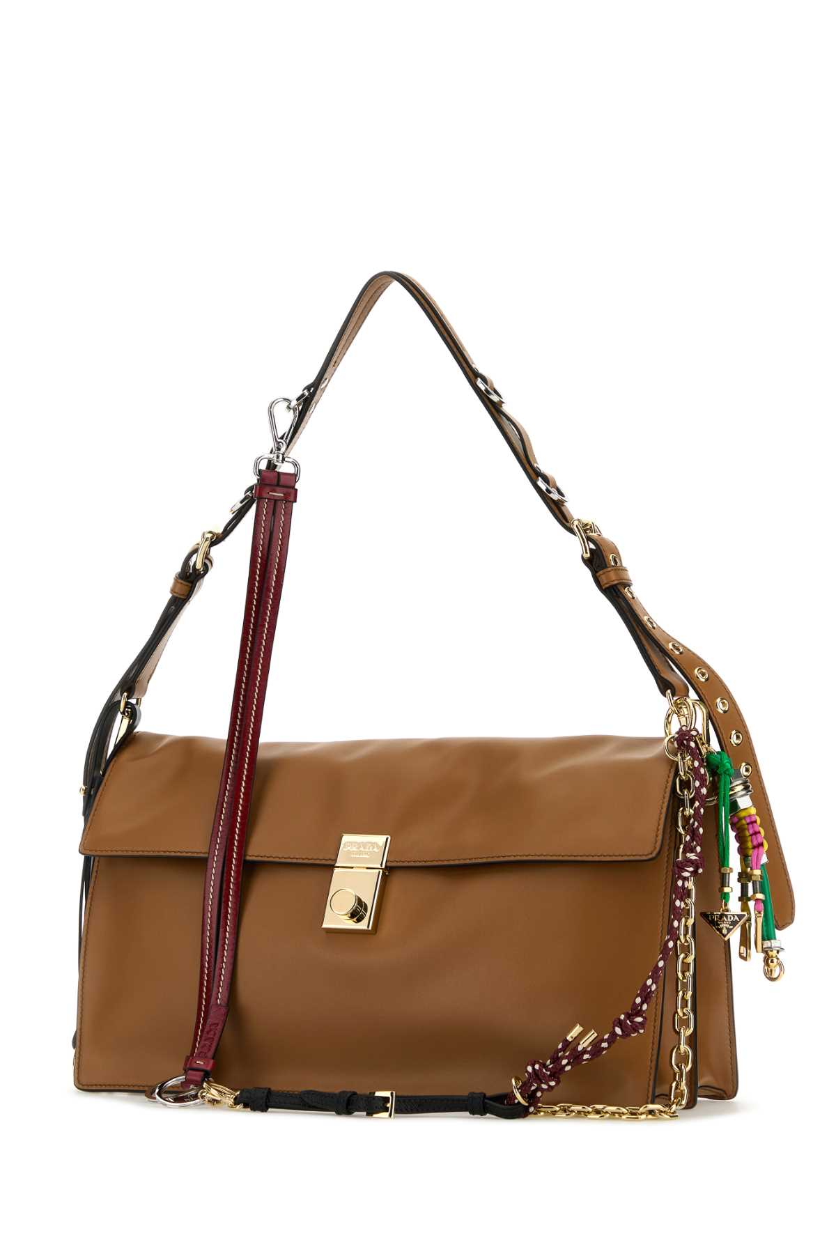 Prada Soft Sound Large Caramel Bag With Charms In Caramel0n