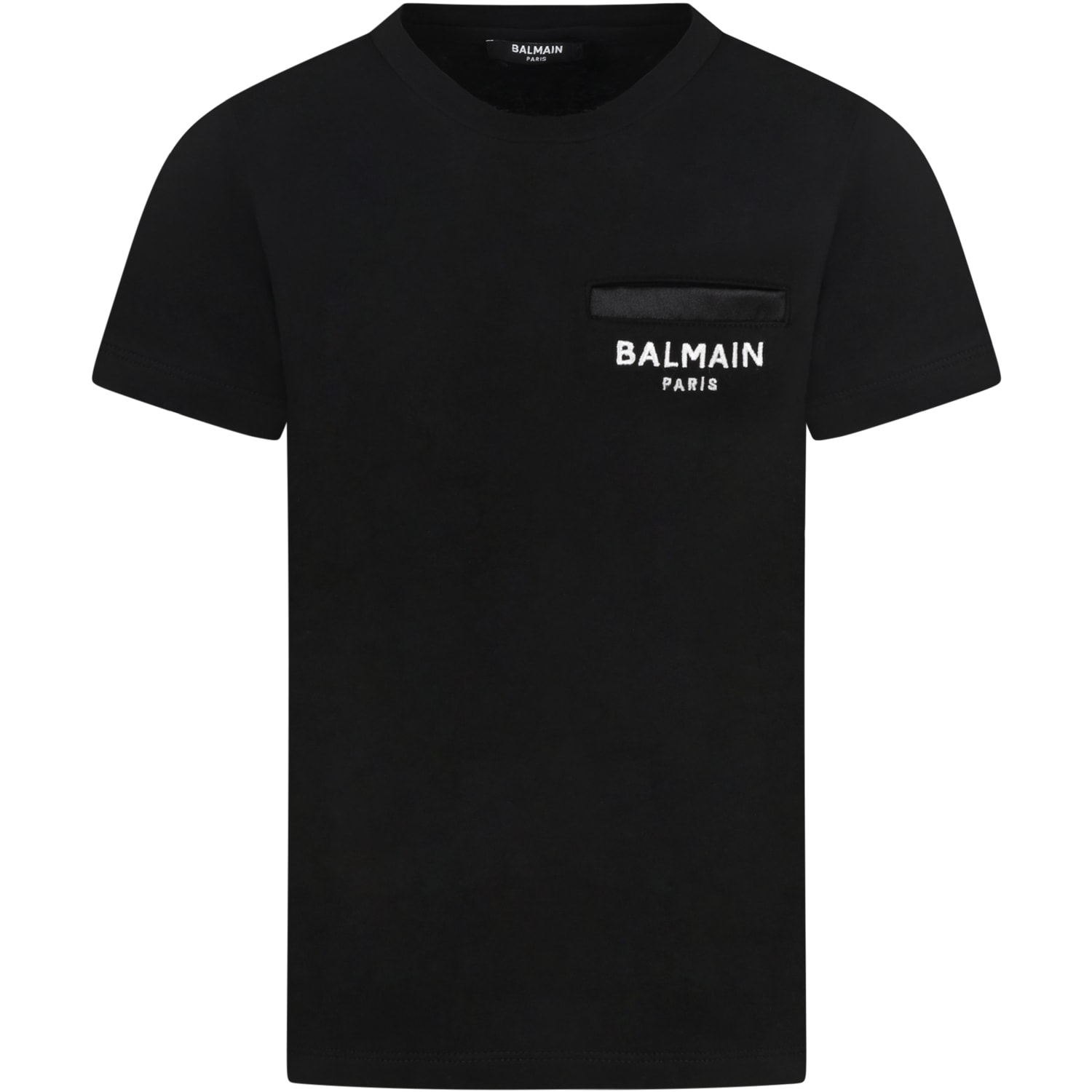 Balmain Black T-shirt For Kids With White Logo