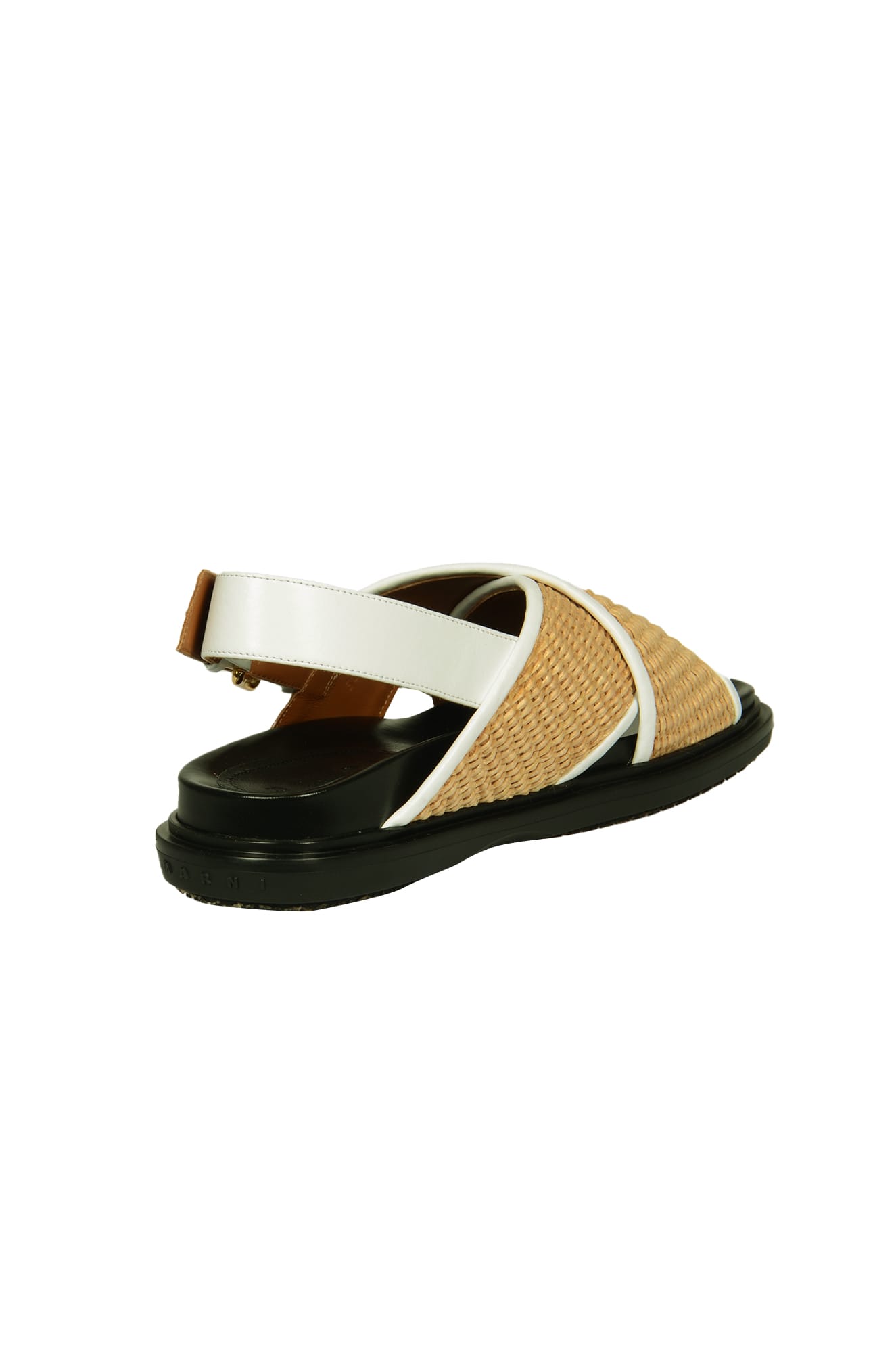 Shop Marni Back Buckle Strap Sandals In Natural/white