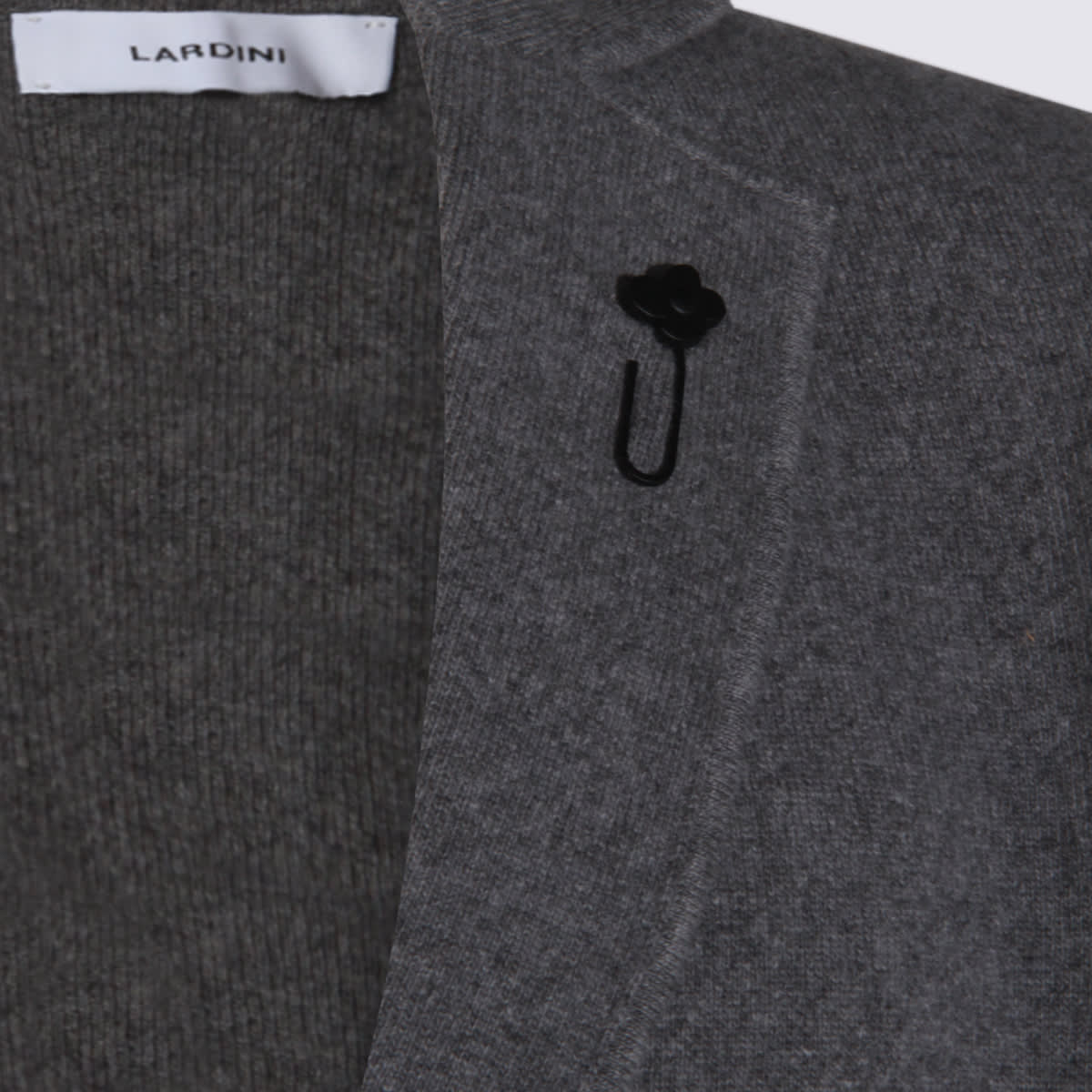 Lardini Lapel Pin Front Pockets Crewneck Jacket In Gray