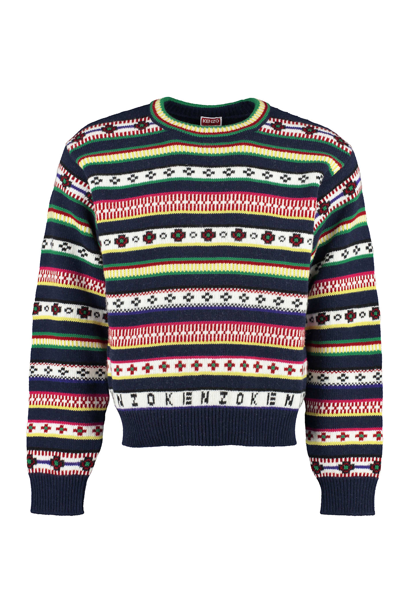 Kenzo Jacquard Wool Sweater In Multicolor