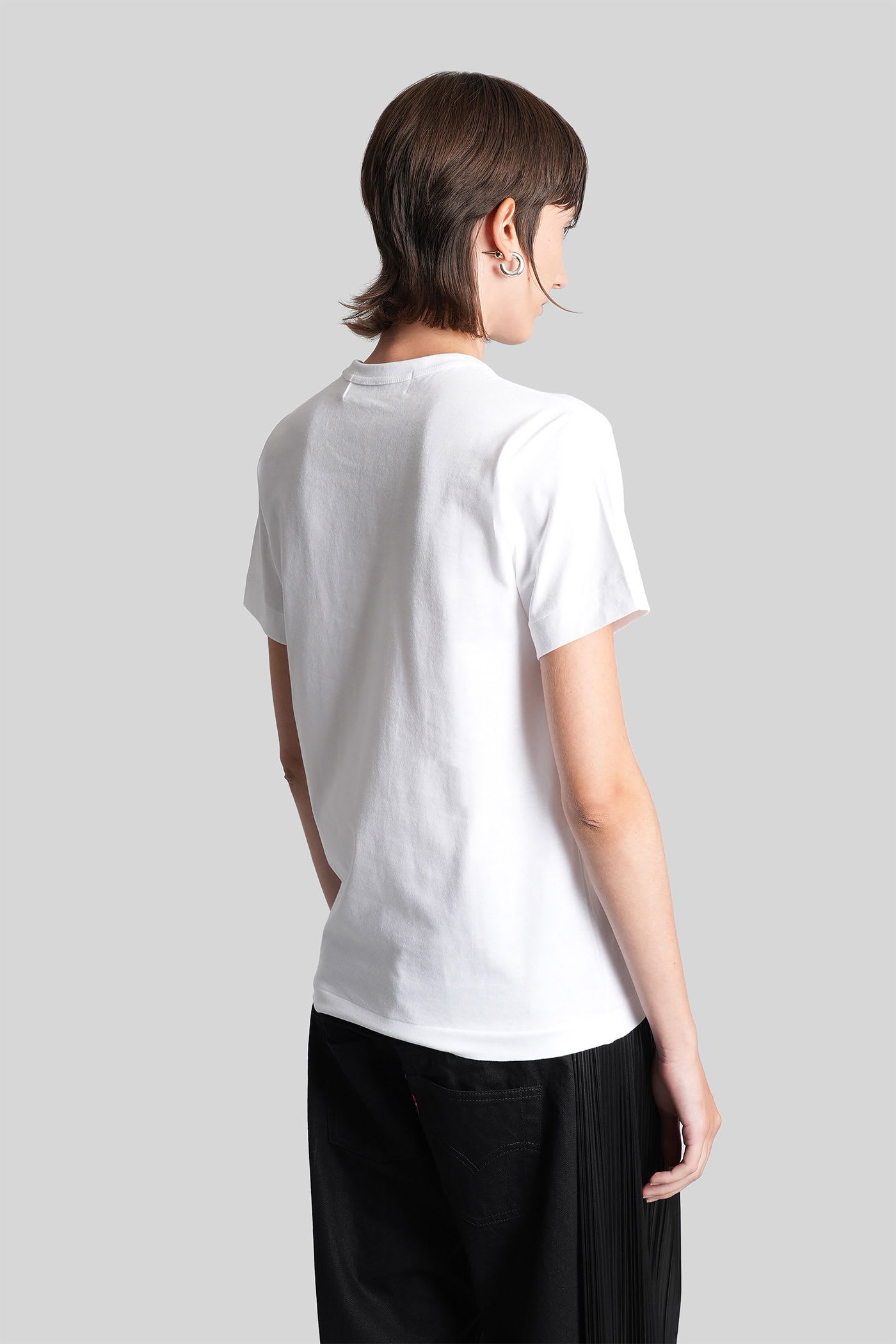 Comme Des Garçons Play Crew Neck Graphic Print Stud Embellishments In White