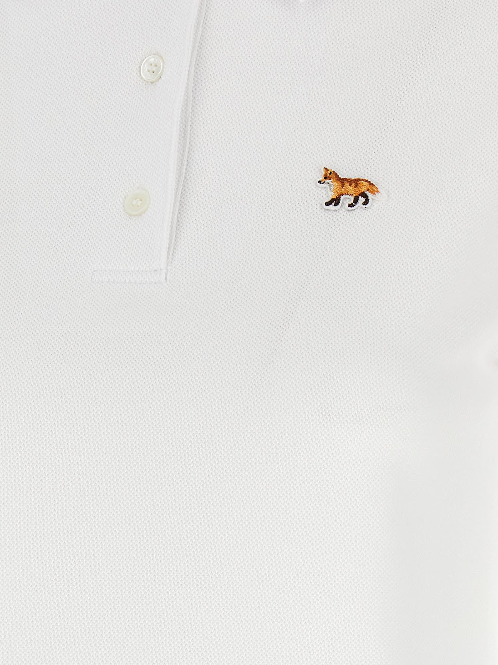 Maison Kitsuné White Cotton Baby Fox Polo Shirt In White