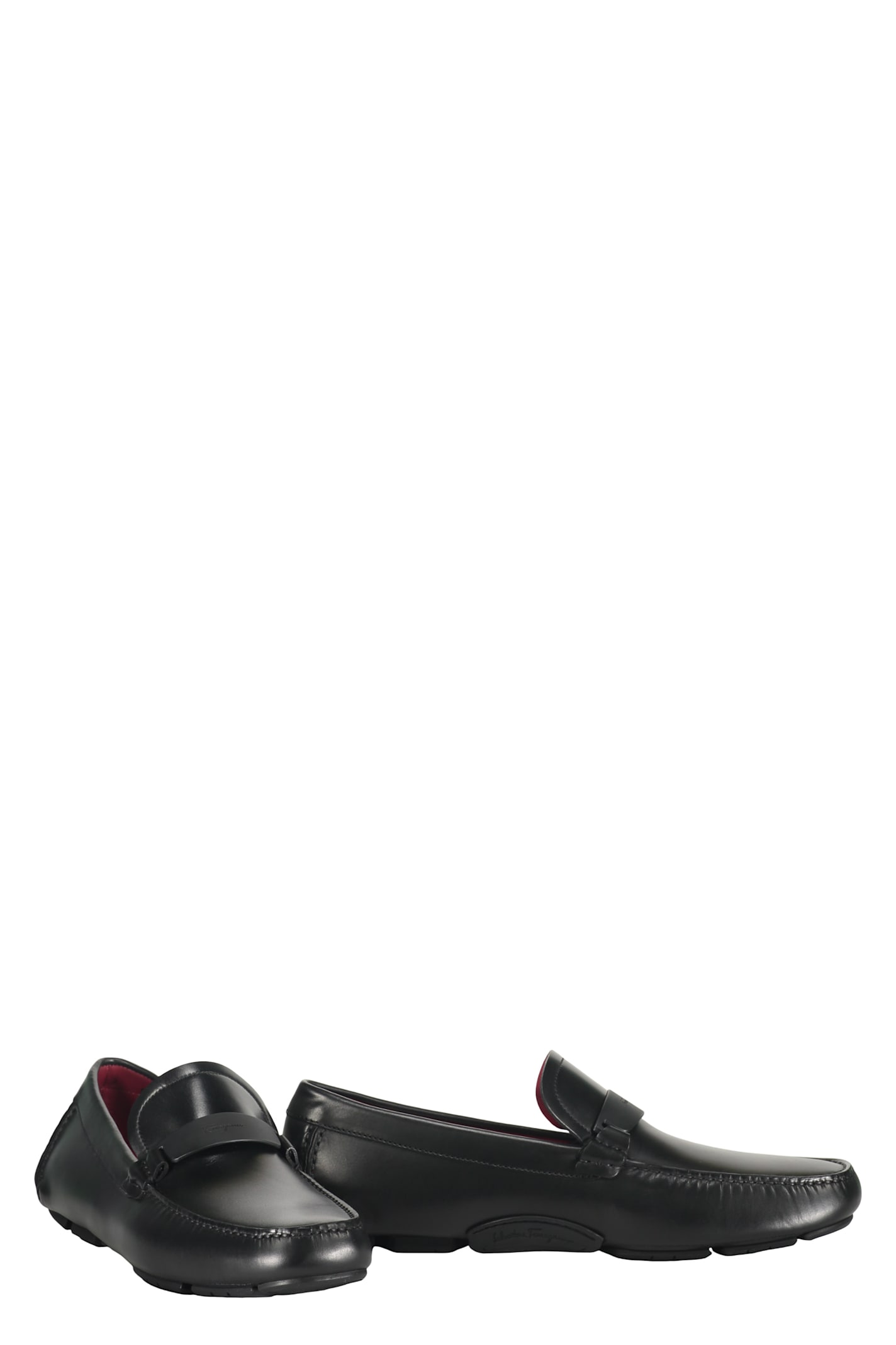 Ferragamo Man Loafers Black Size 8.5 Leather In Black
