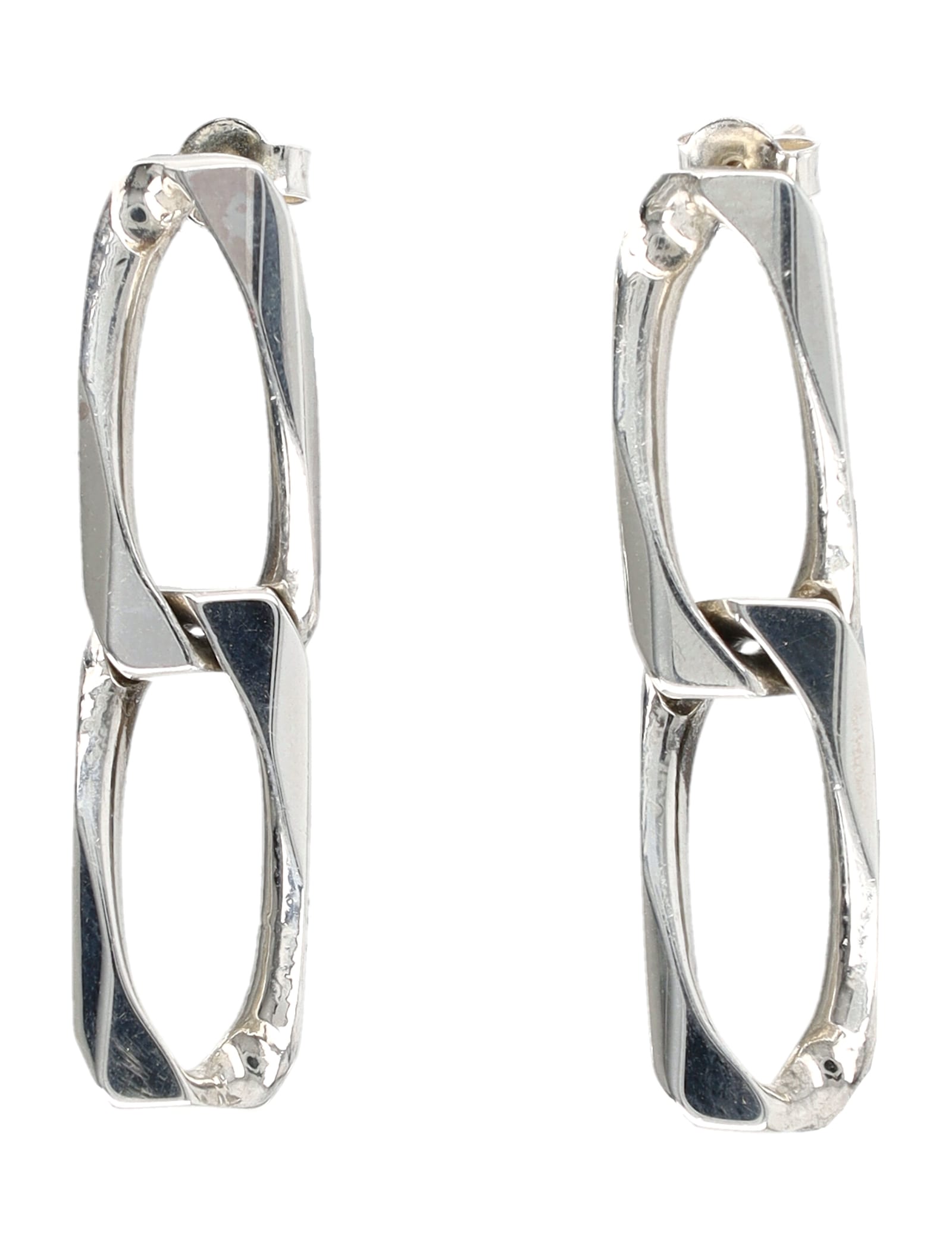 Emanuele Bicocchi Silver Chain Link Earrings In Silver