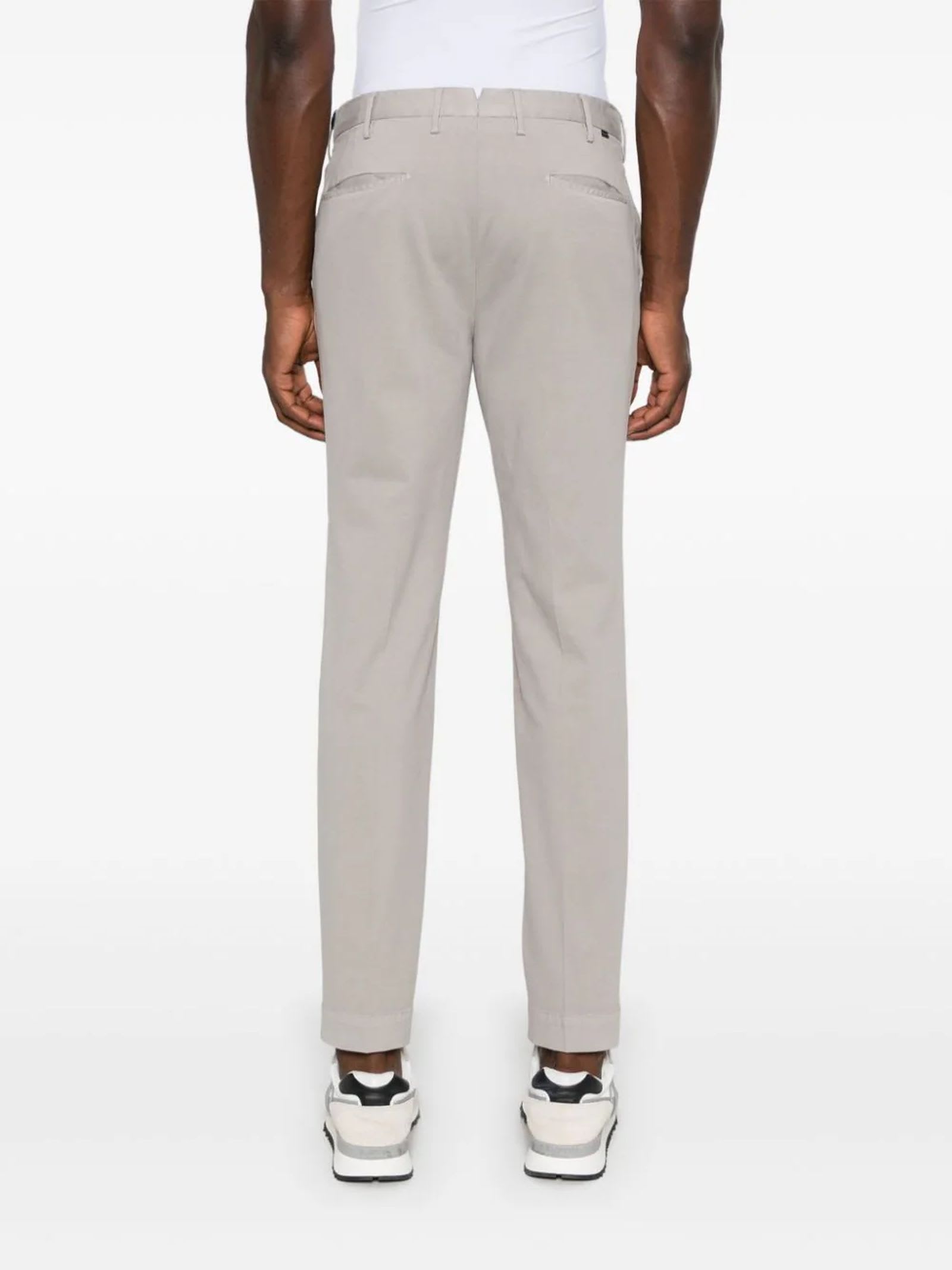 Shop Incotex Grey Cotton Blend Trousers