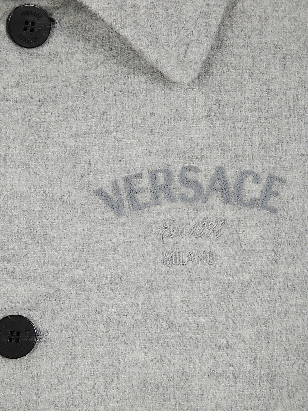 Versace Wool Blend Blouse Jacket In Concrete Melange