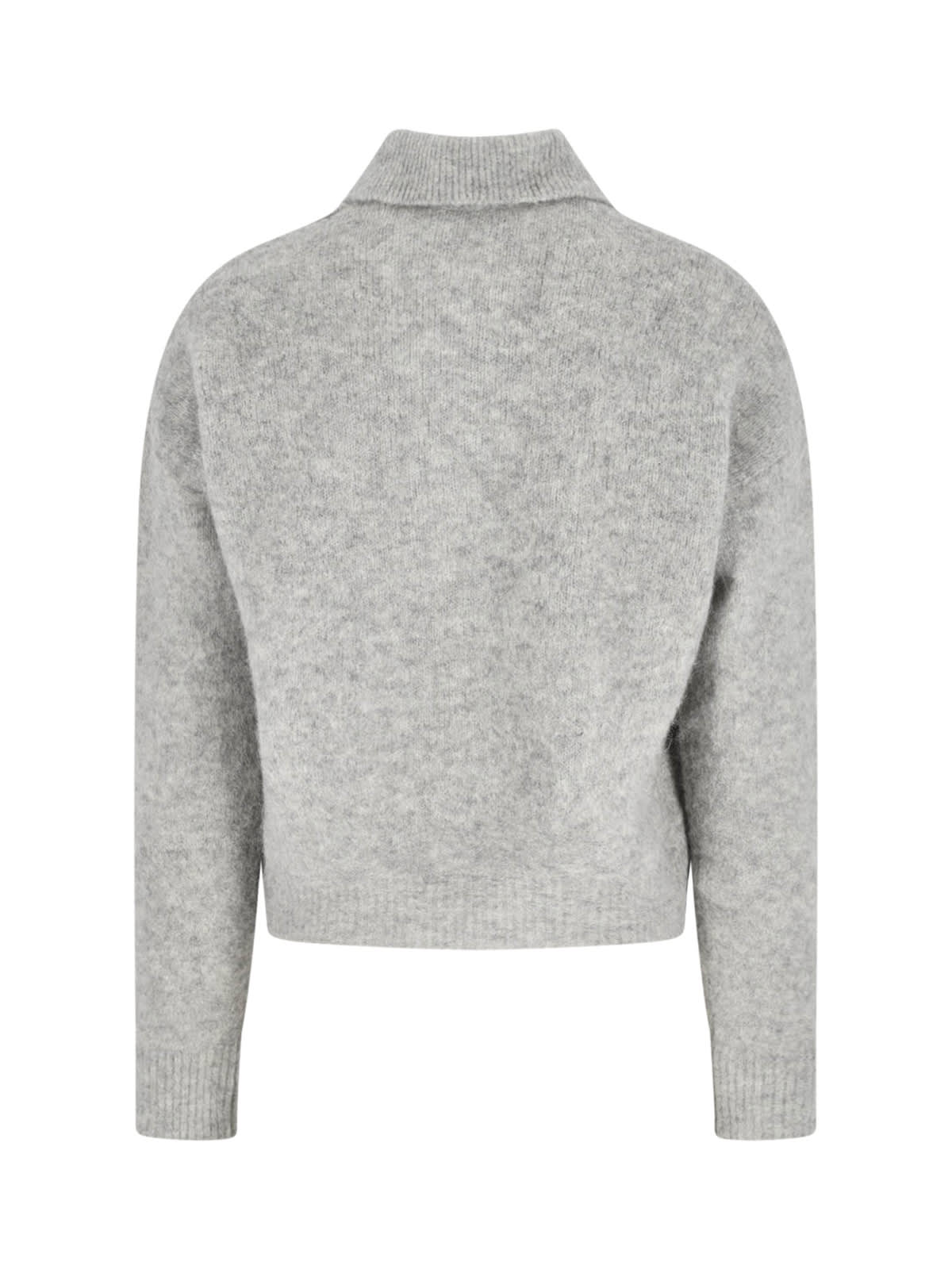 Ami Alexandre Mattiussi Light Grey Knit Sweater With Polo Collar And Three-button Placket In Gray