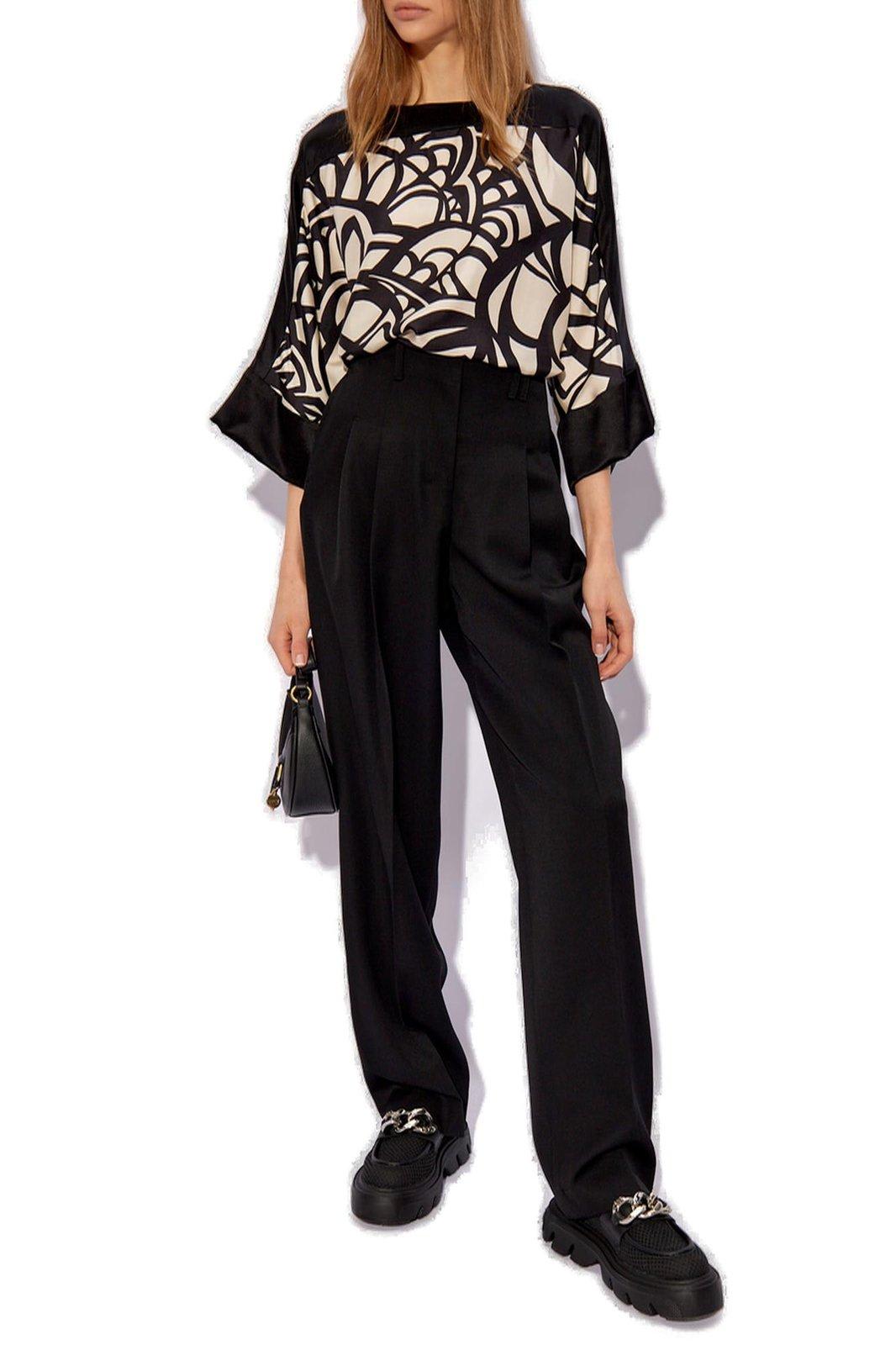 Shop Max Mara All-over Printed Long-sleeved Top In Black