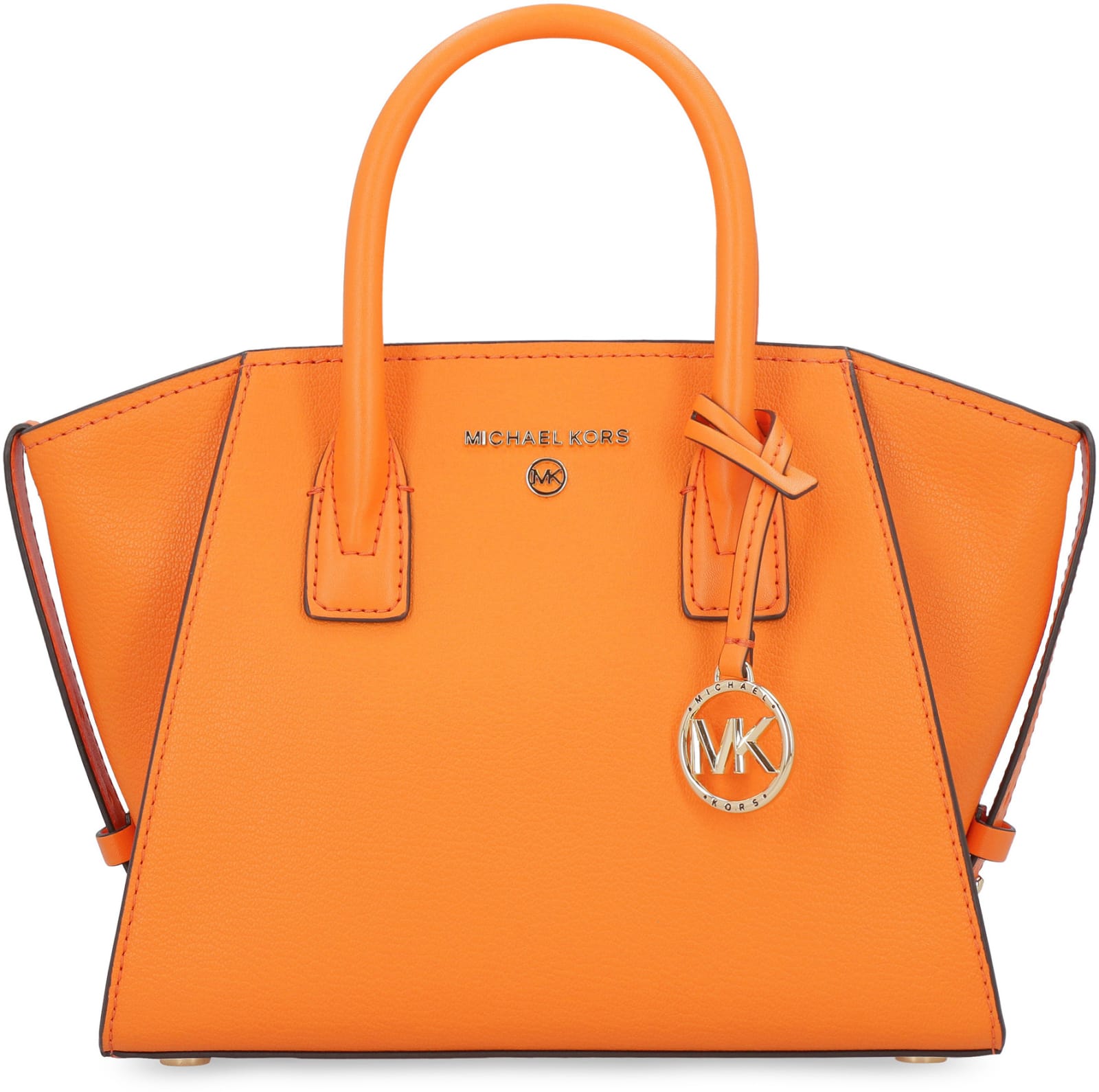 Shop Michael Michael Kors Avril Small Leather Handbag In Orange