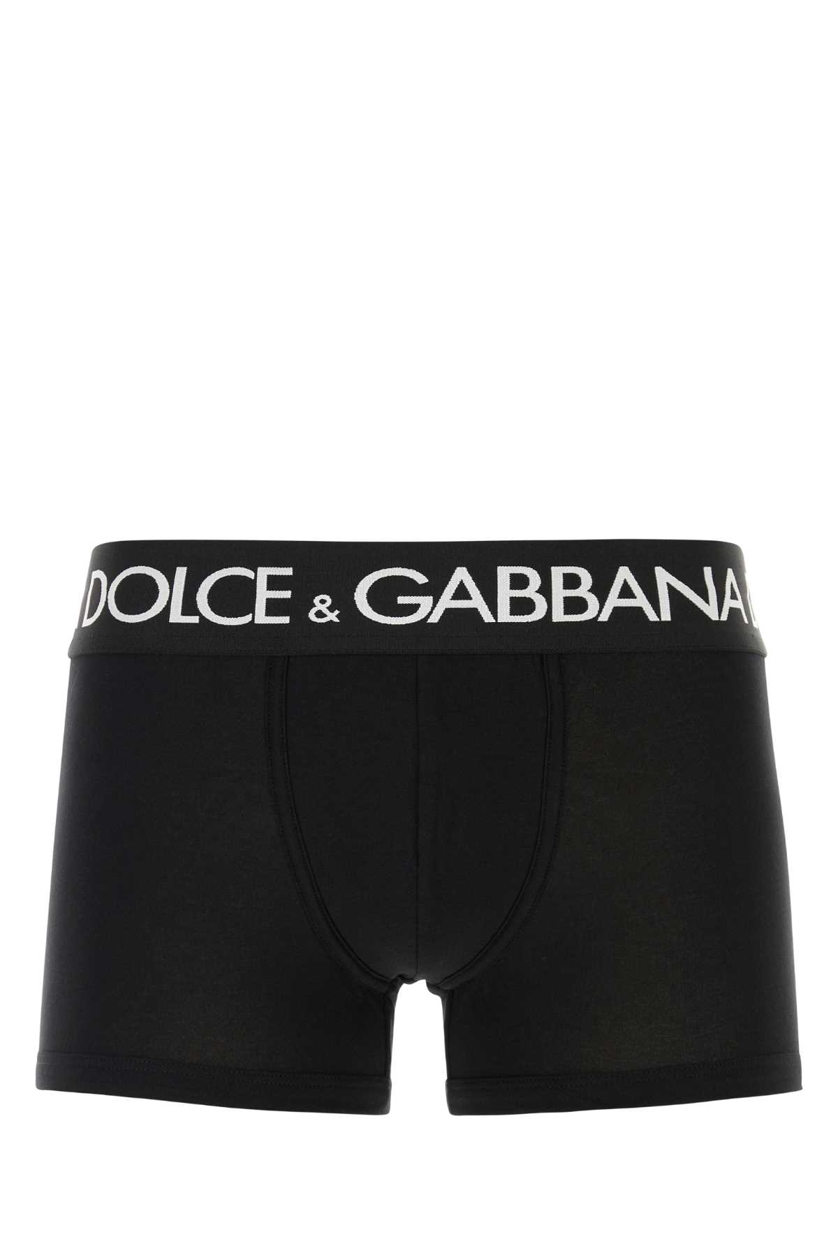 Shop Dolce & Gabbana Black Stretch Cotton Boxer Set In Nero