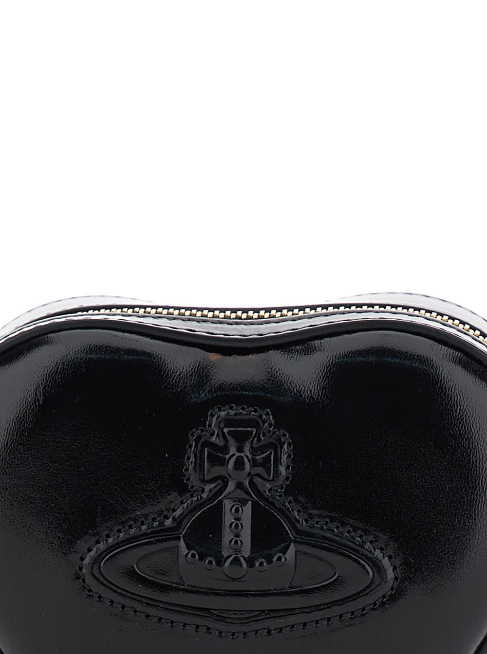 Shop Vivienne Westwood Mini Heart Black Crossbody Bag With Orb Detail In Leather Woman