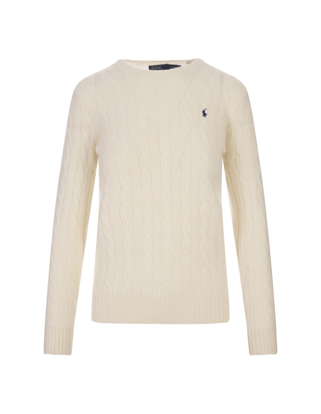 Shop Ralph Lauren Cream Wool And Cashmere Braided Sweater In White