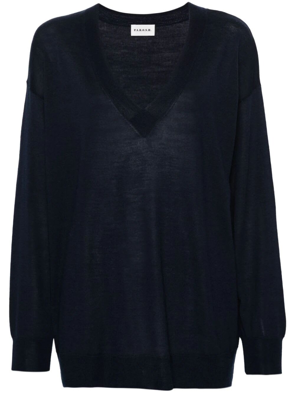 Shop P.a.r.o.s.h Oversized V Neck Sweater In Blue