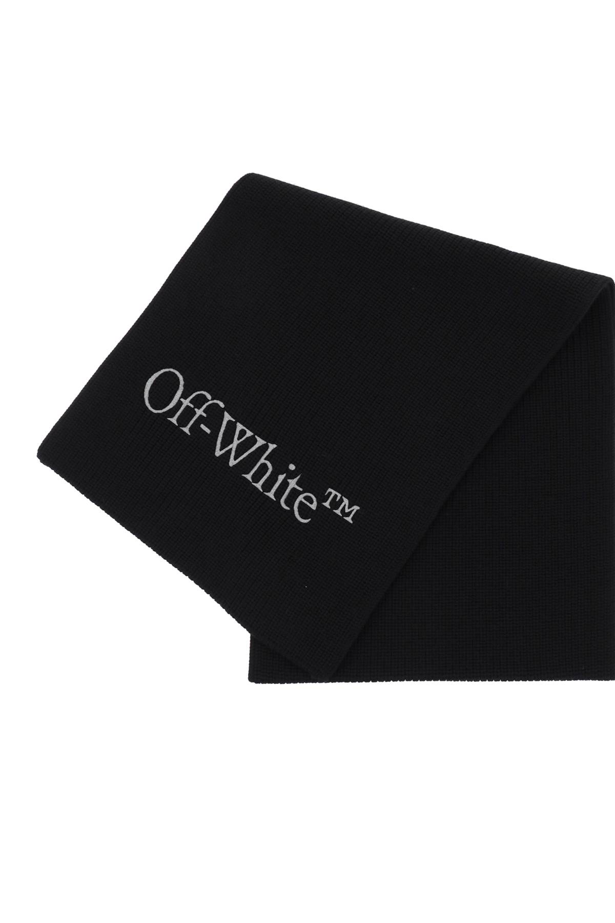 Shop Off-white Wool Scarf With Logo Embroidery In Black Silver (black)