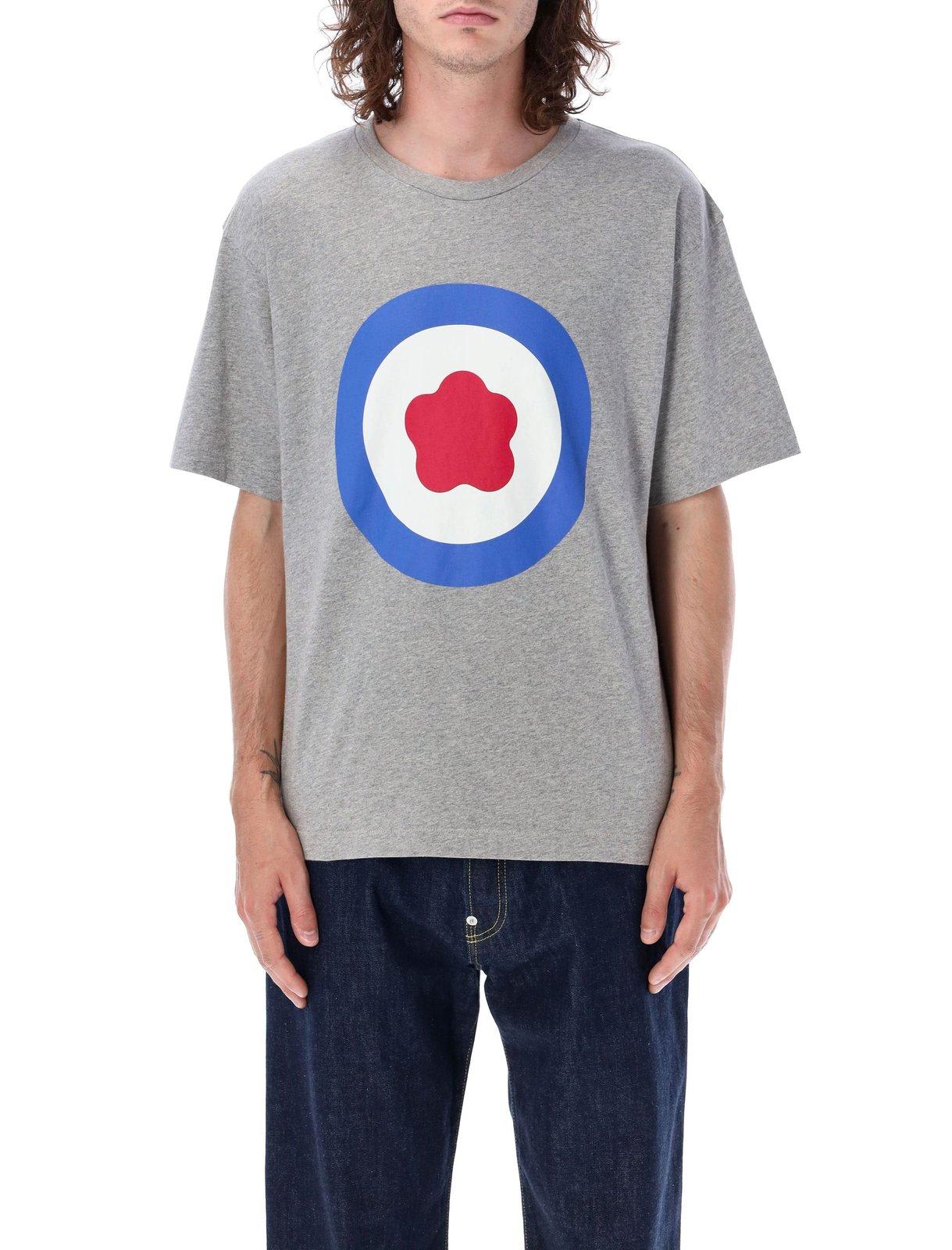 Shop Kenzo Target Printed Crewneck T-shirt T-shirt In Pearl Grey