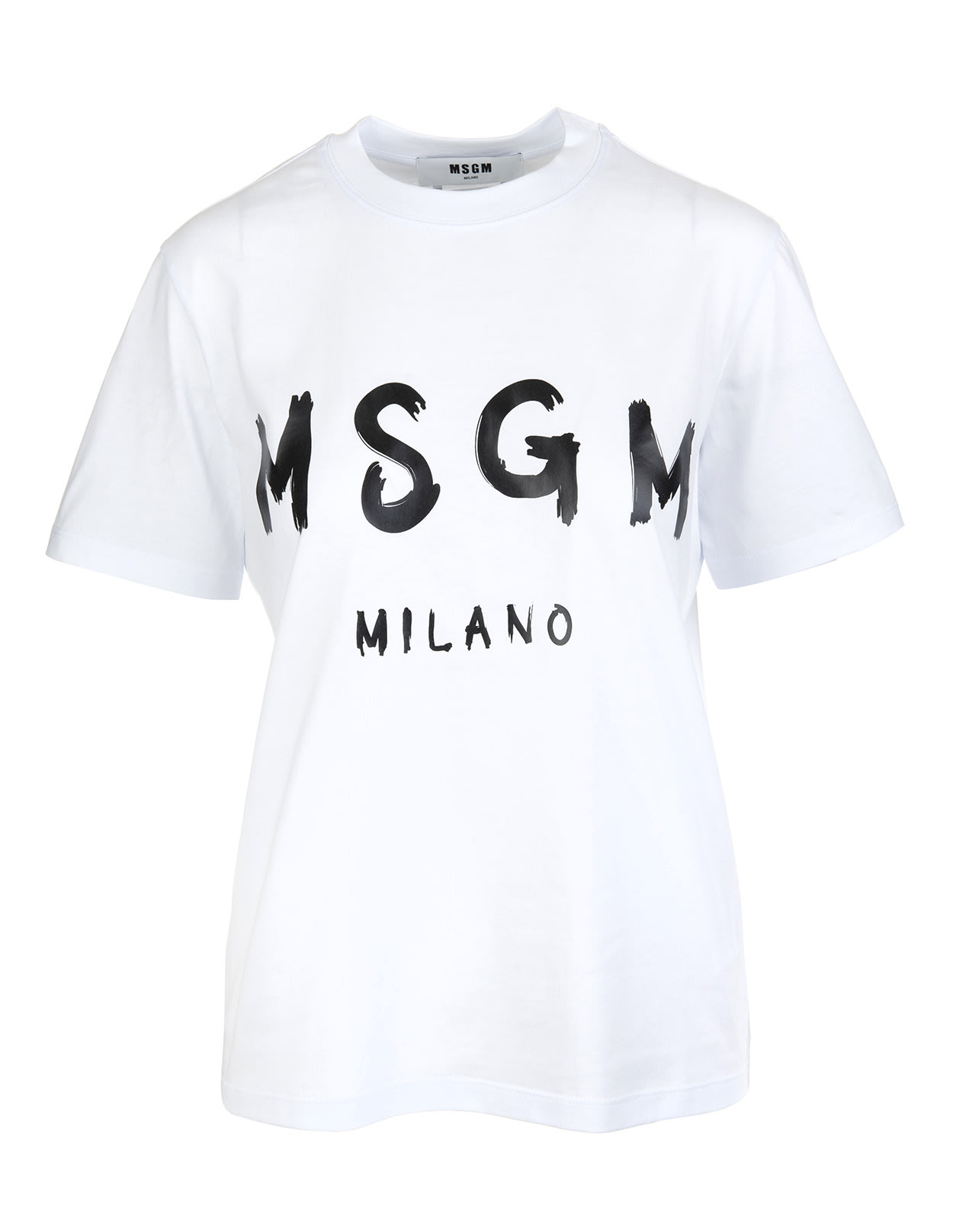 MSGM Woman White T-shirt With Black Logo