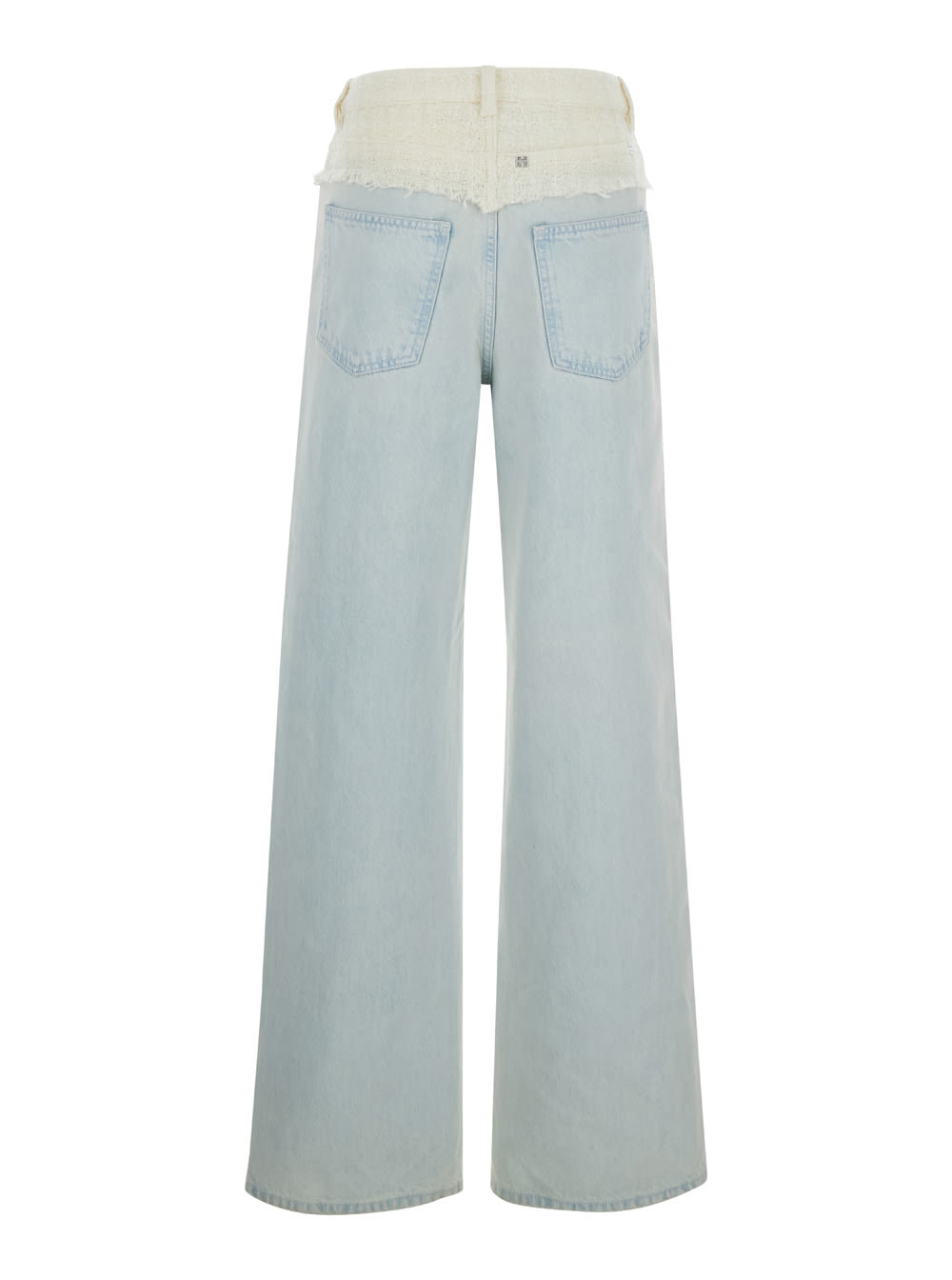 Shop Givenchy Blue Jeans With Tweed Waist In Denim Woman