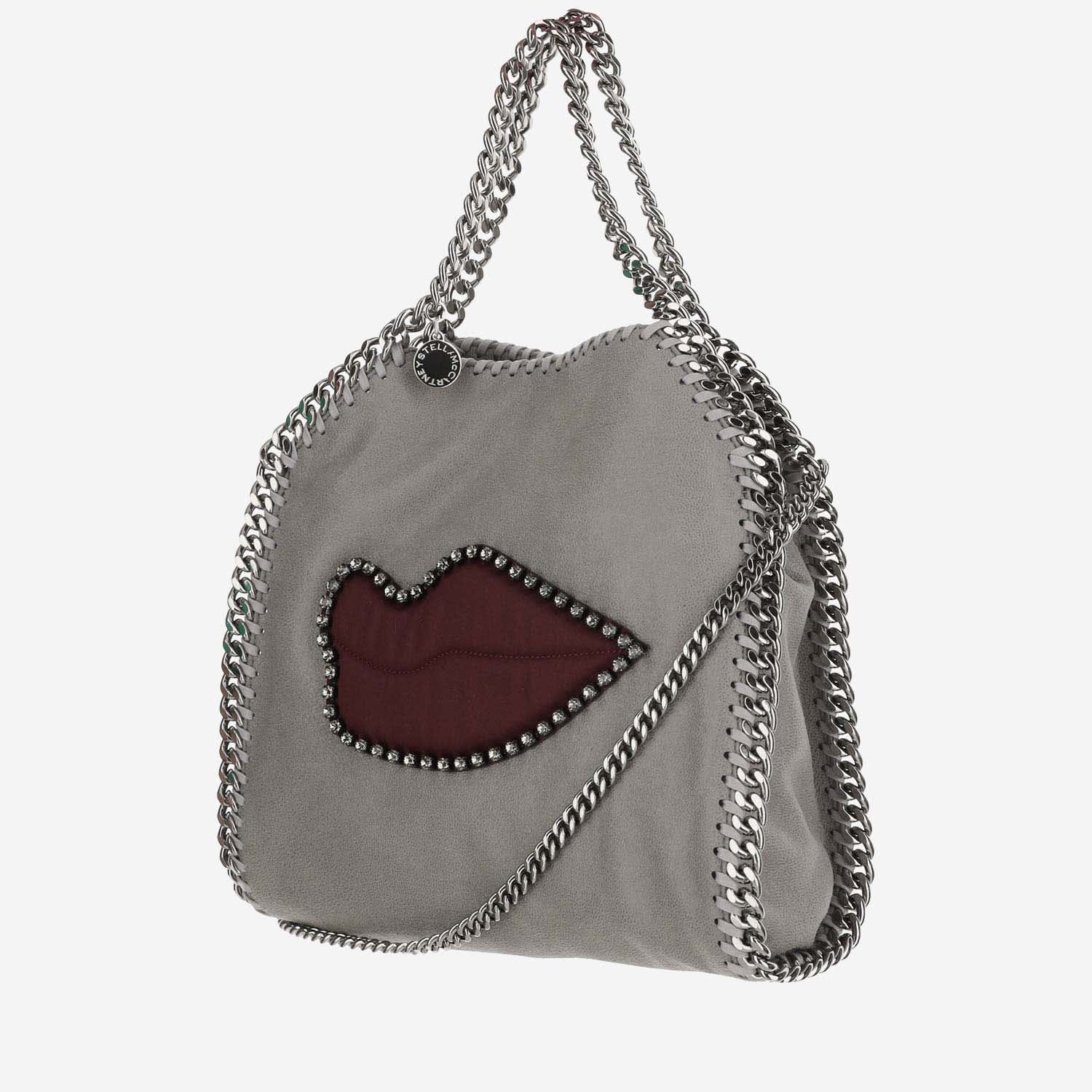 Shop Stella Mccartney Mini Falabella Lips Tote Bag In Light Grey