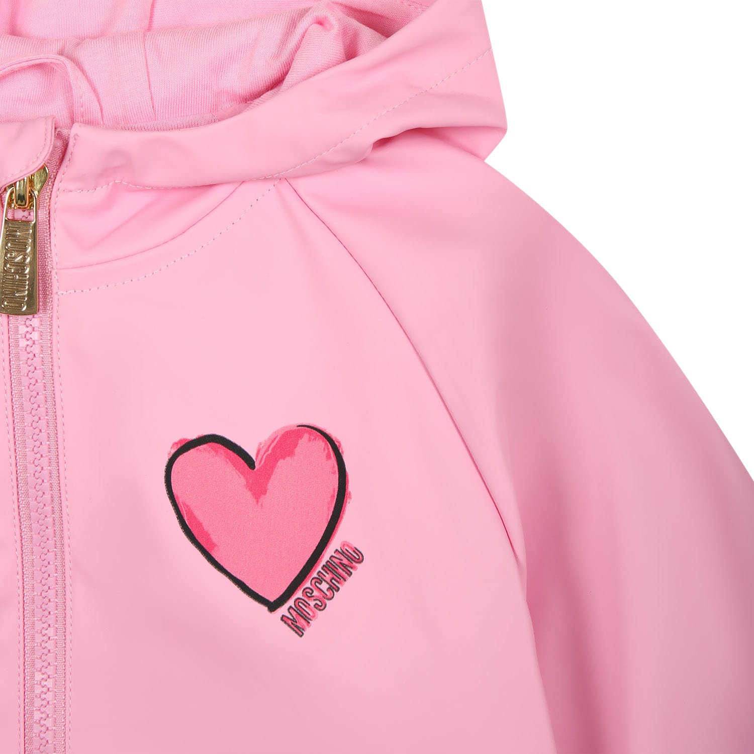 Shop Moschino Pink Windbreaker For Baby Girl With Teddy Bear