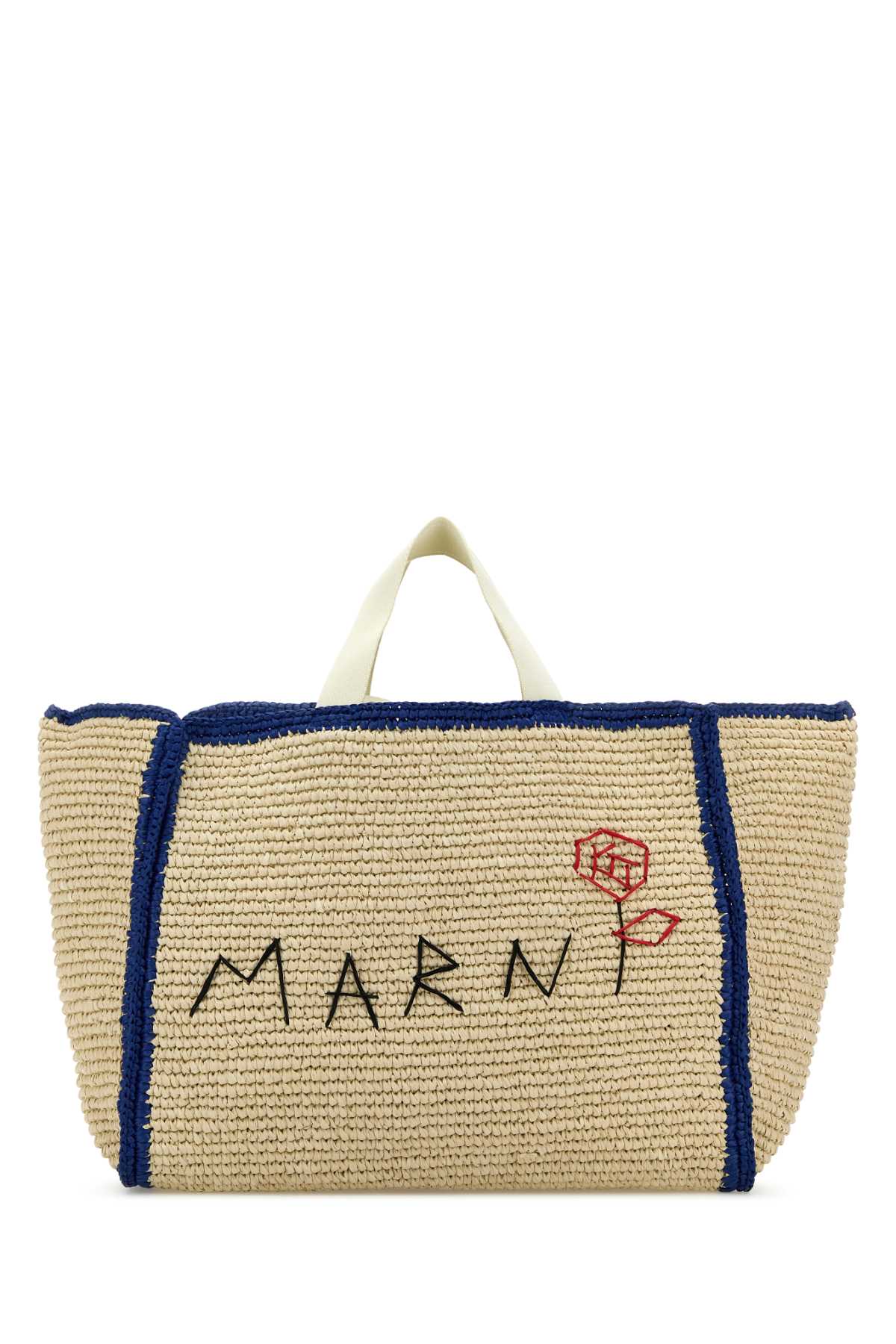 Shop Marni Ivory Raffia Shopping Bag In Ecru Blunatural