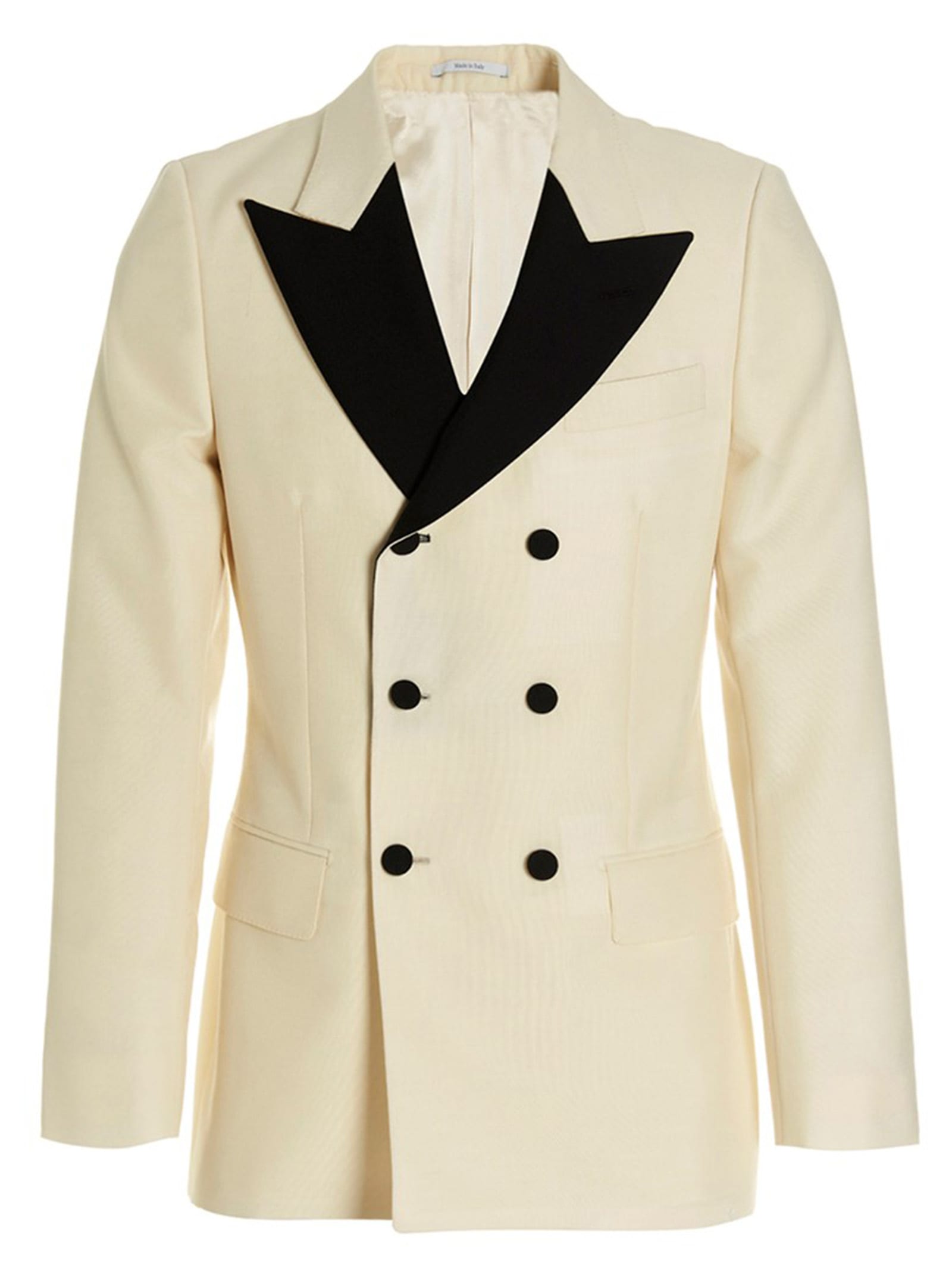 Shop Gucci Mohair Wool Double Breast Blazer Jacket In White/black