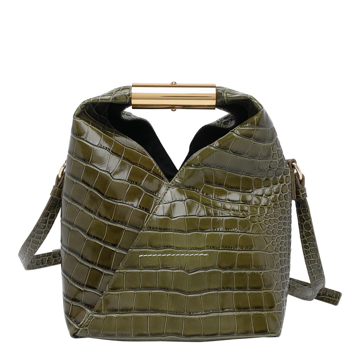 Mm6 Maison Margiela Japanese Leather Shoulder Bag In Green