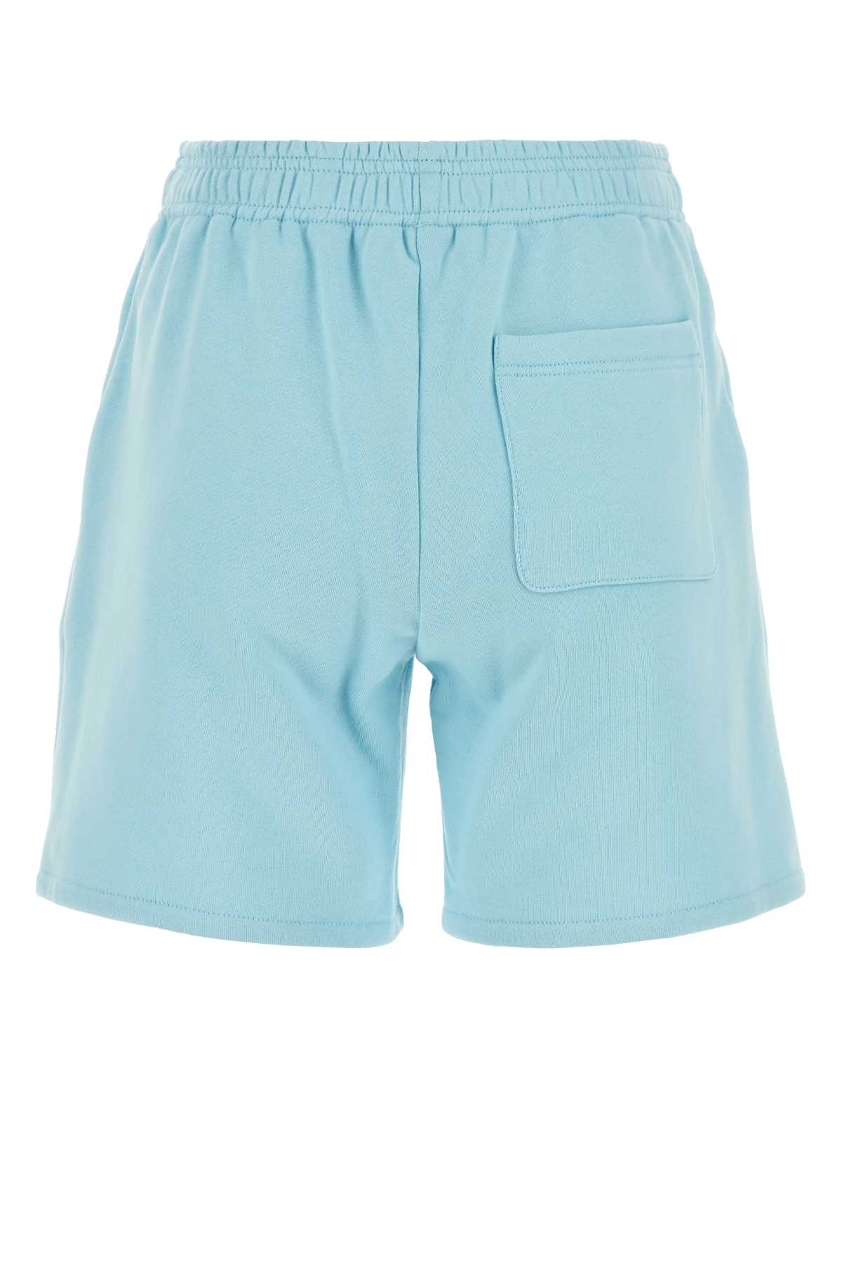 Shop Versace Light-blue Cotton Shorts In Palebluebianco