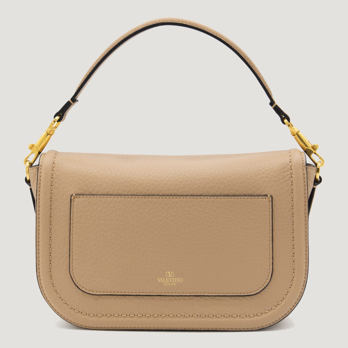 Shop Valentino Rose Leather Alltime Shoulder Bag In Cappuccino