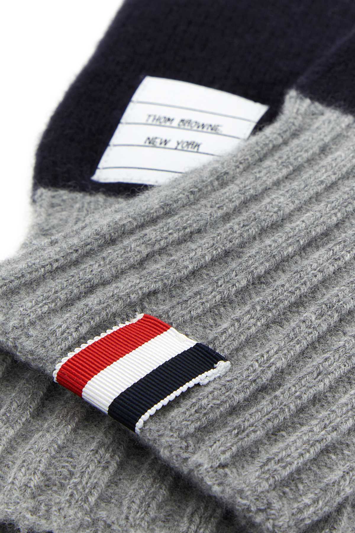 Thom Browne Two-tone Wool Gloves In Navy