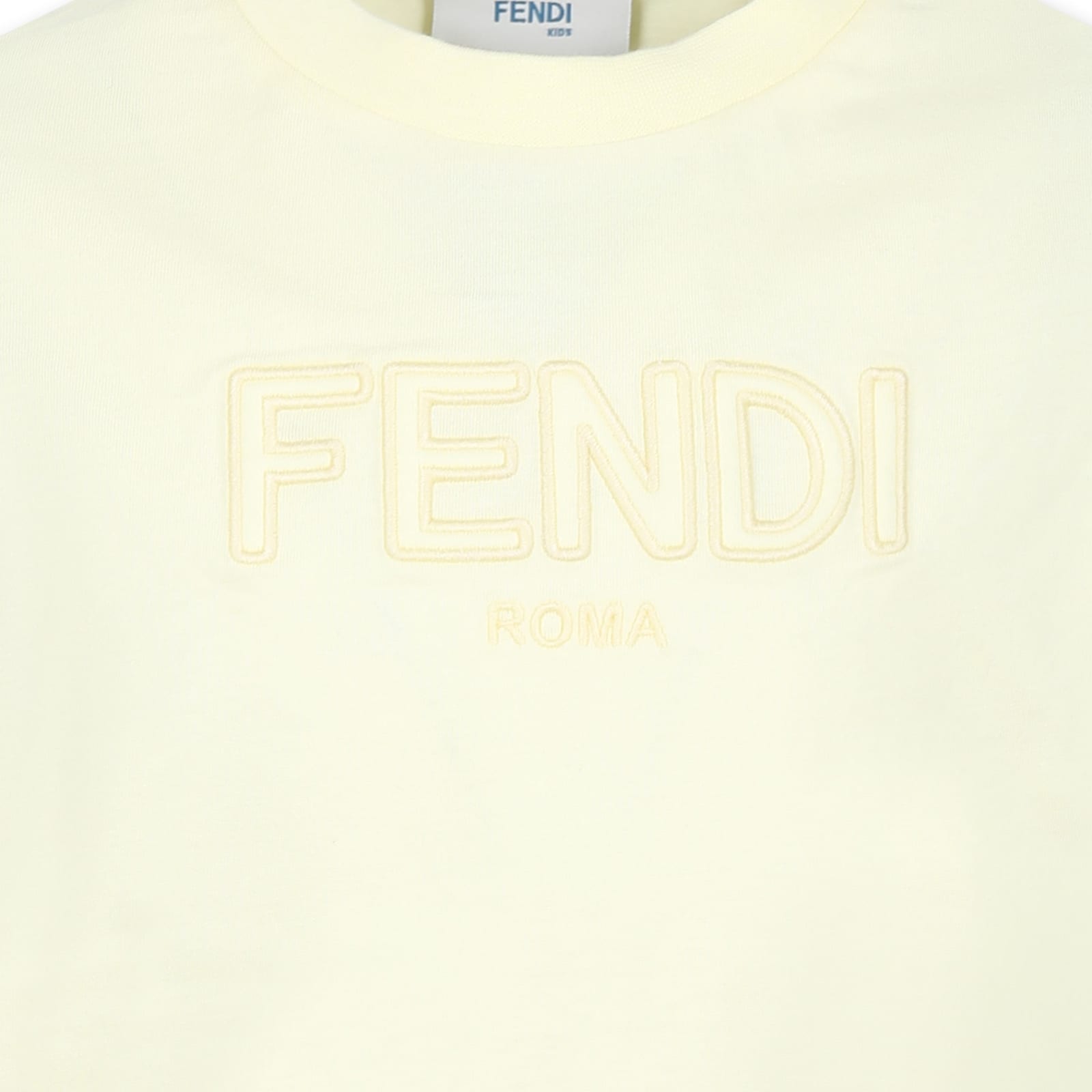 FENDI YELLOW T-SHIRT FOR KIDS WITH LOGO