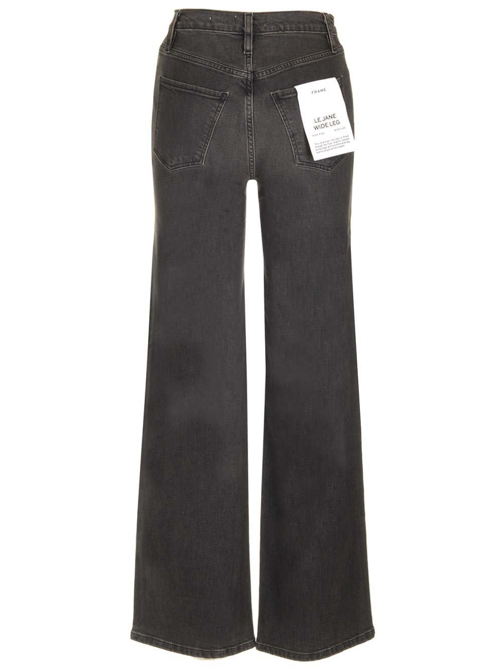 Shop Frame Logo Patch Wide-leg Jeans In Black